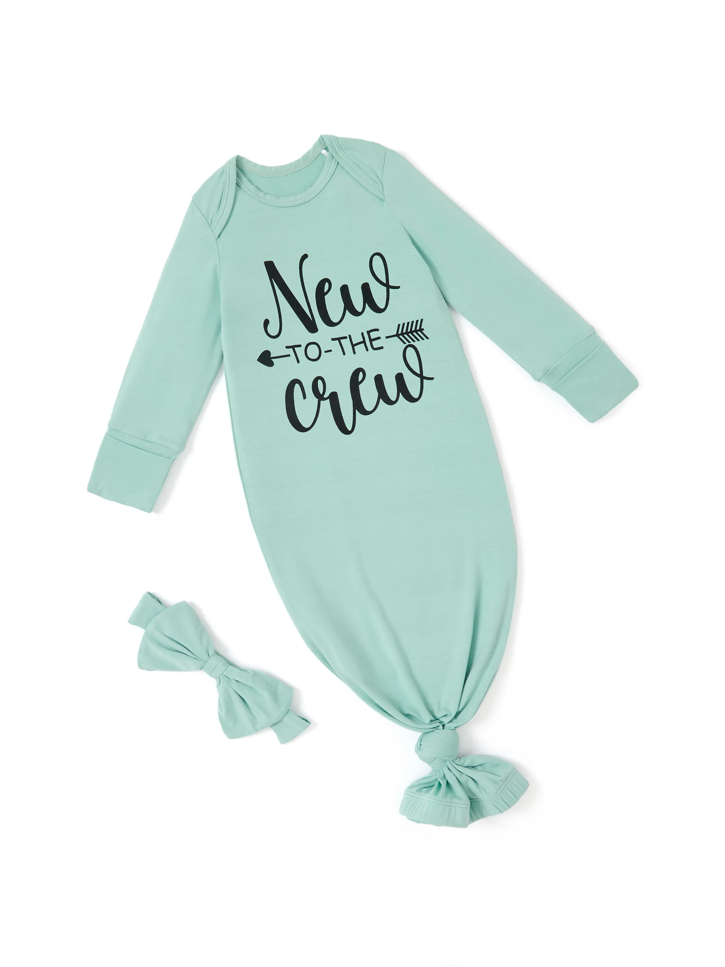 Baby / Girl Bamboo Sleeping Bag Infant Gown with Headband Light Green - Image 3