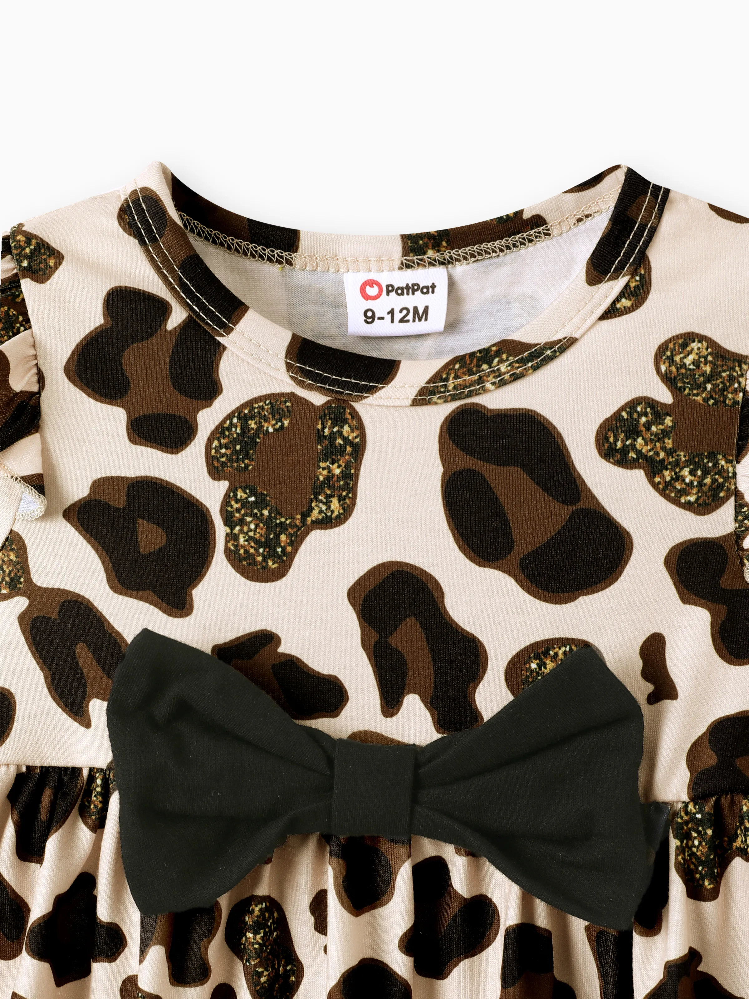 Baby Girl Clothes 3pcs Leopard Ruffle Top and Leggings with Headband Set Apricot - Image 5