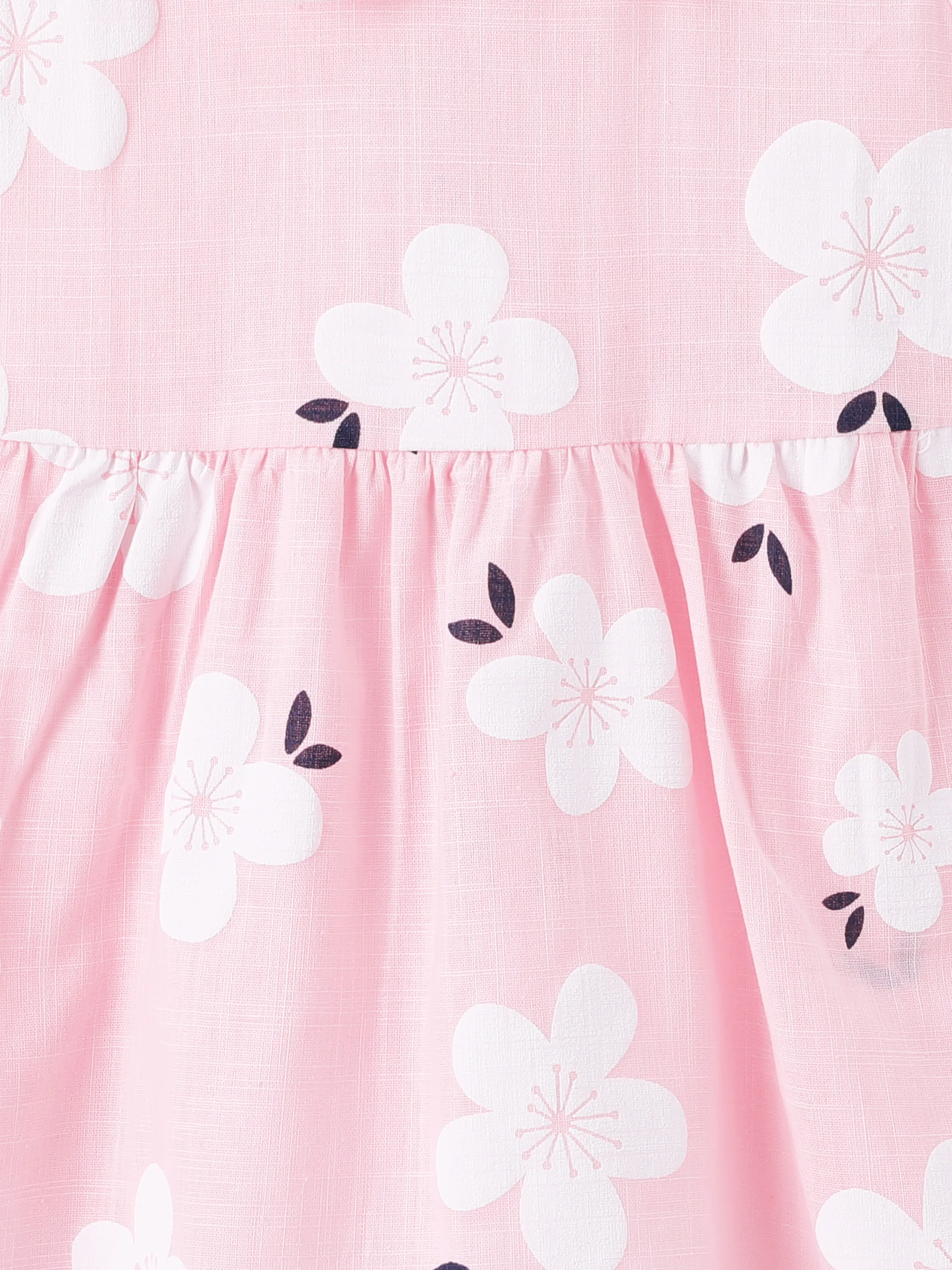 Baby Girl Clothing 100% Cotton Peter Pan Collar Floral Print Tank Dress Light Pink - Image 5