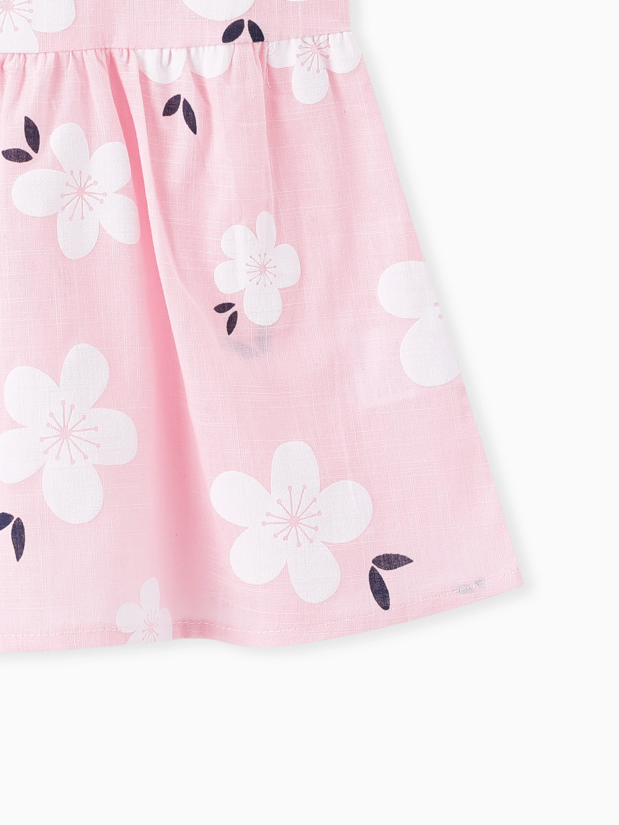 Baby Girl Clothing 100% Cotton Peter Pan Collar Floral Print Tank Dress Light Pink - Image 6