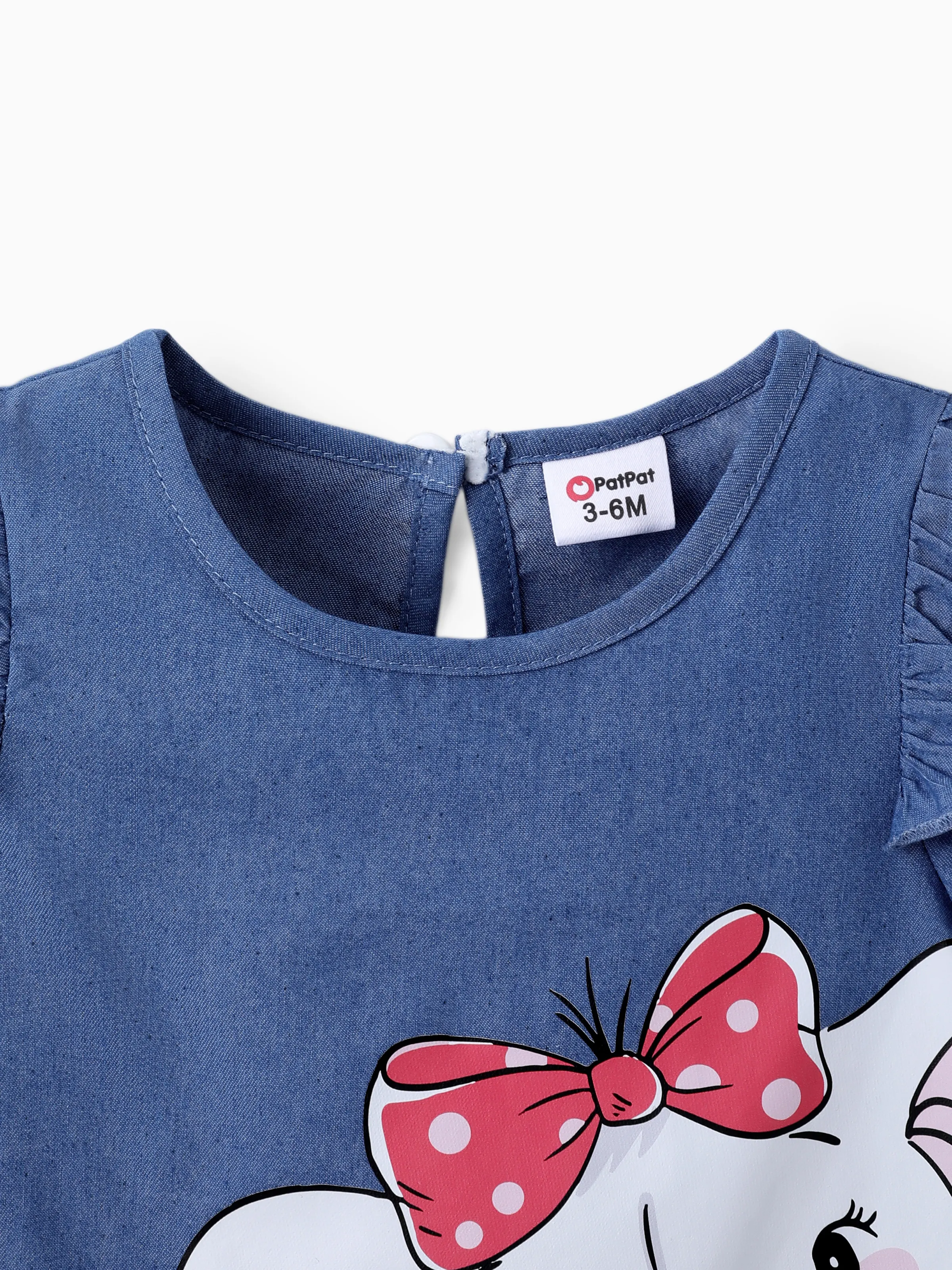 Baby Girl Cute Cat Print Ruffled Short-sleeve Dress Rosy pink - Image 4