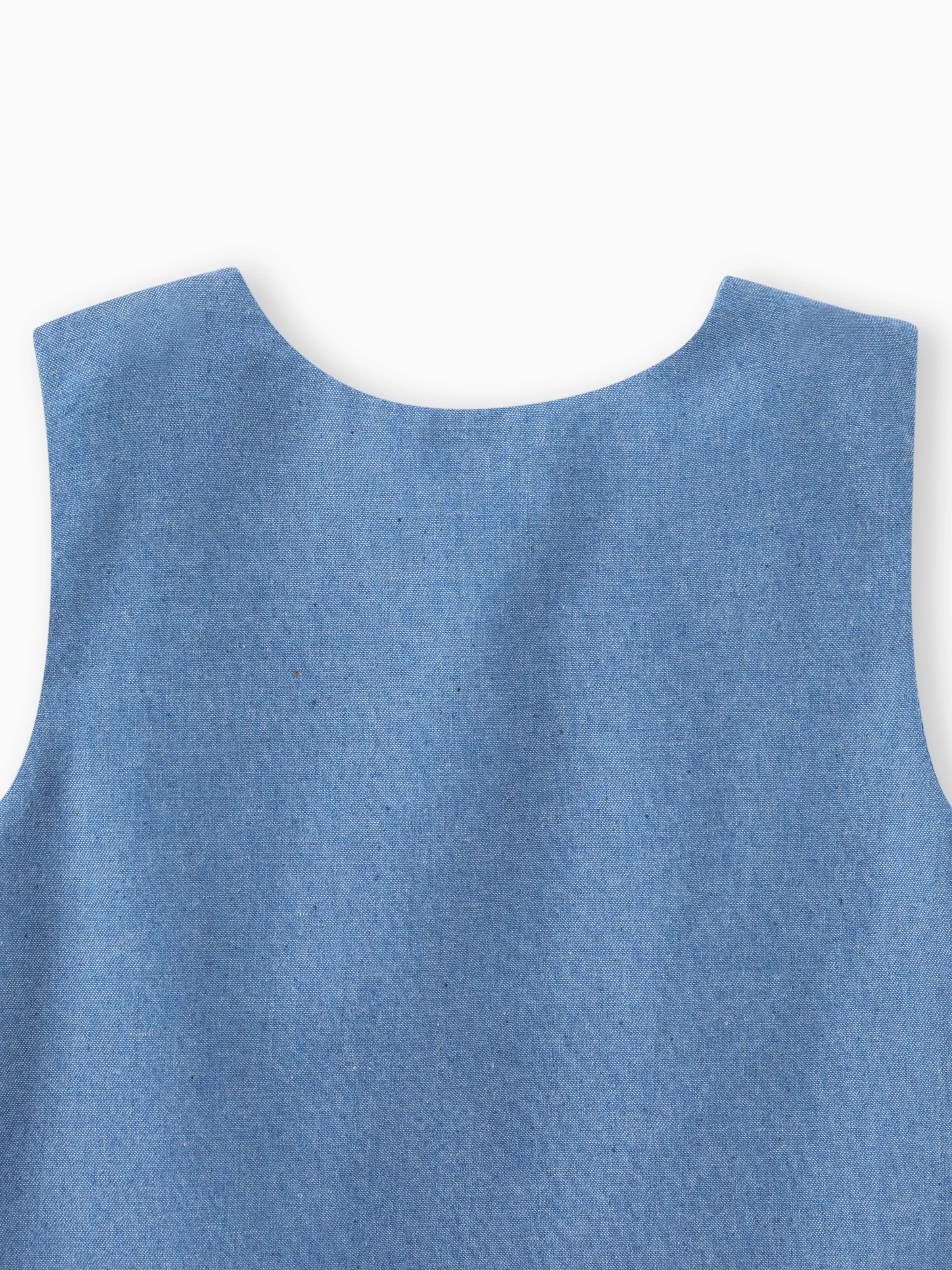 Baby Girl Giraffe Bowknot Solid Blue Denim Tank Dress Sky blue - Image 7