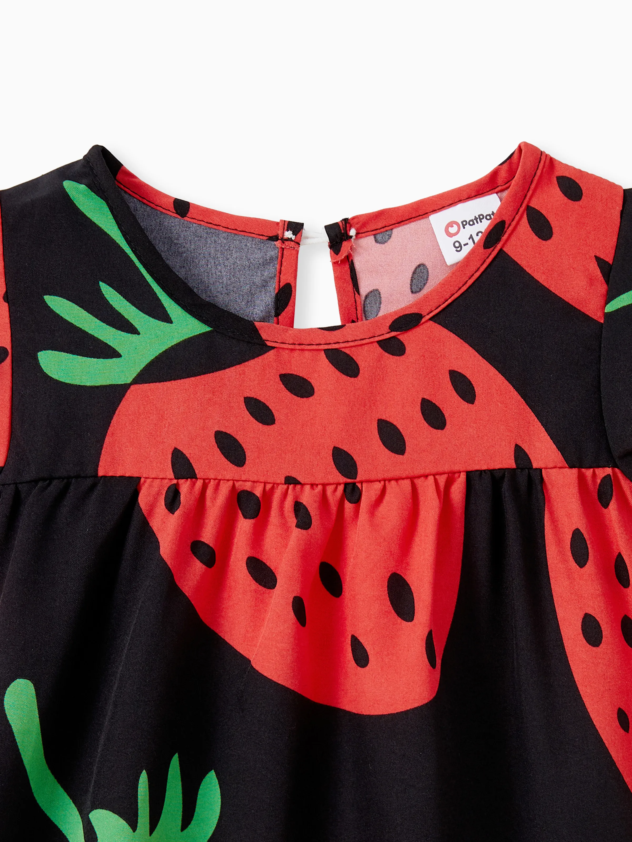 Baby Girl Strawberry Print Flutter-sleeve Dress Red - Image 3