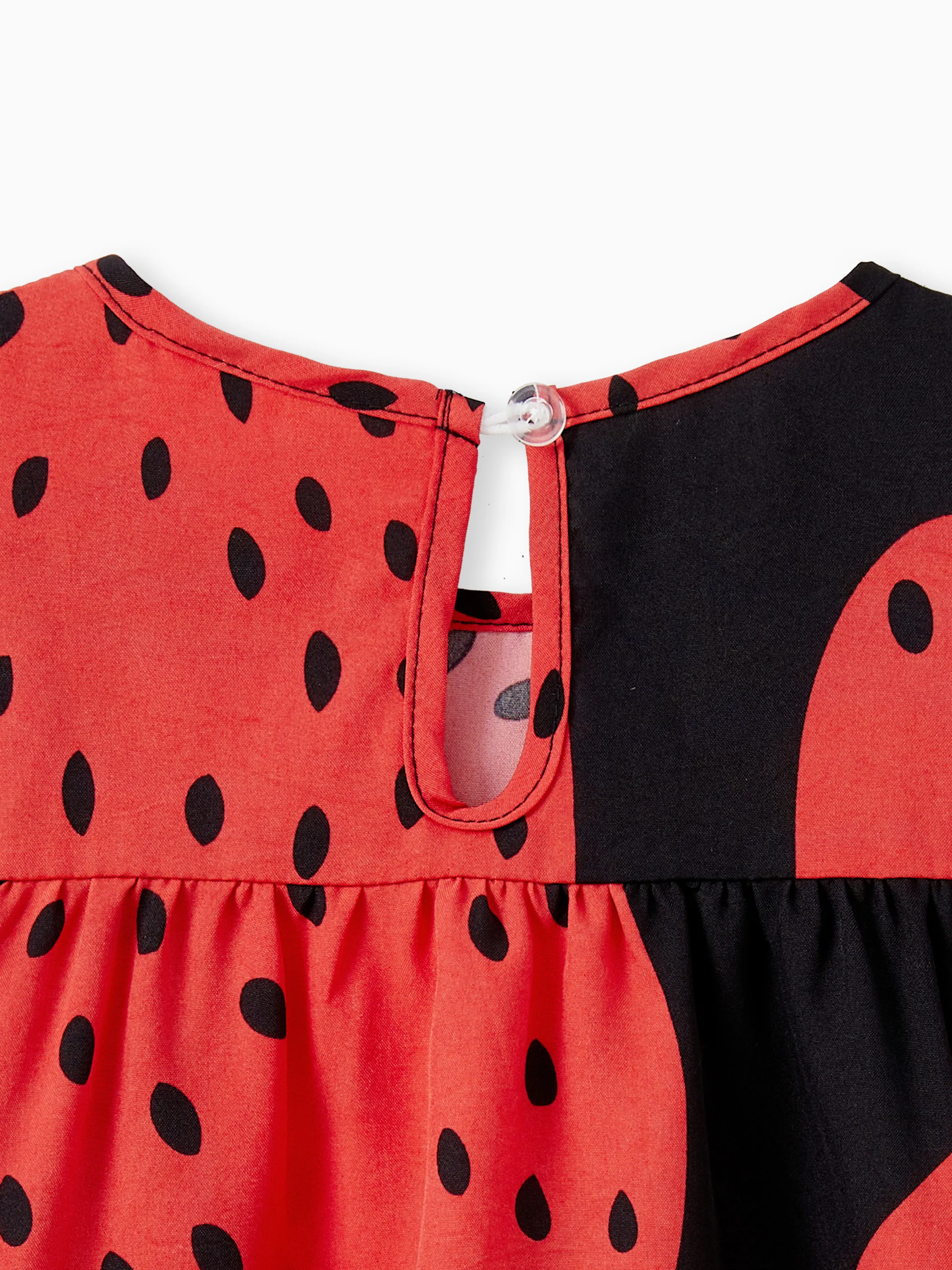 Baby Girl Strawberry Print Flutter-sleeve Dress Red - Image 5