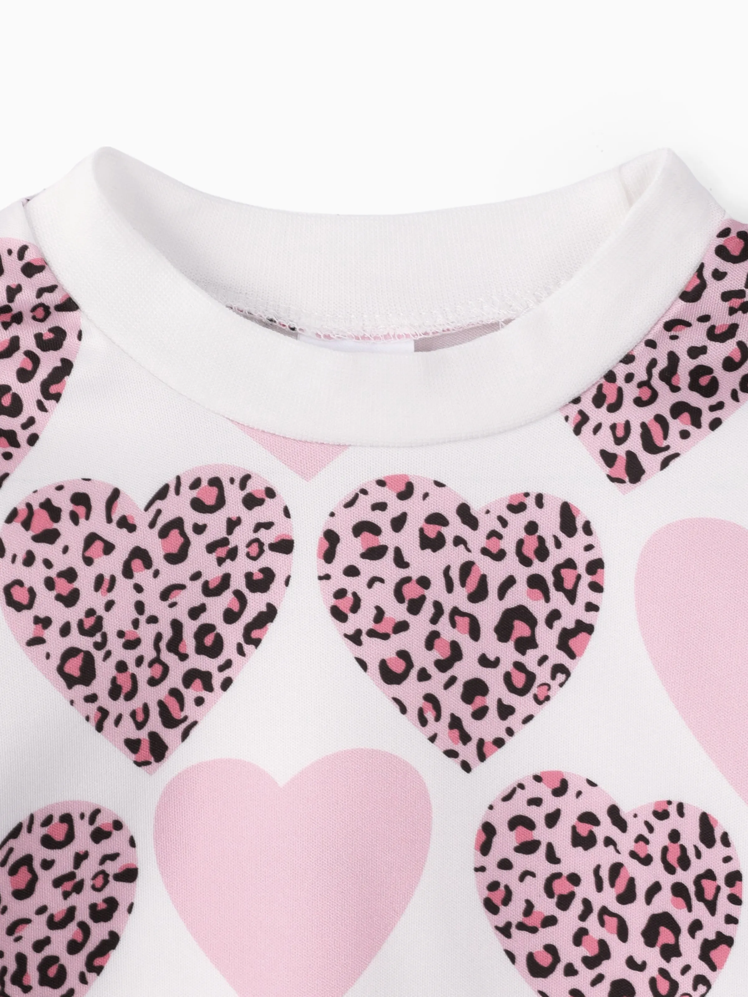 Baby Girl Sweatshirt with Heart and Leopard Print White - Image 3