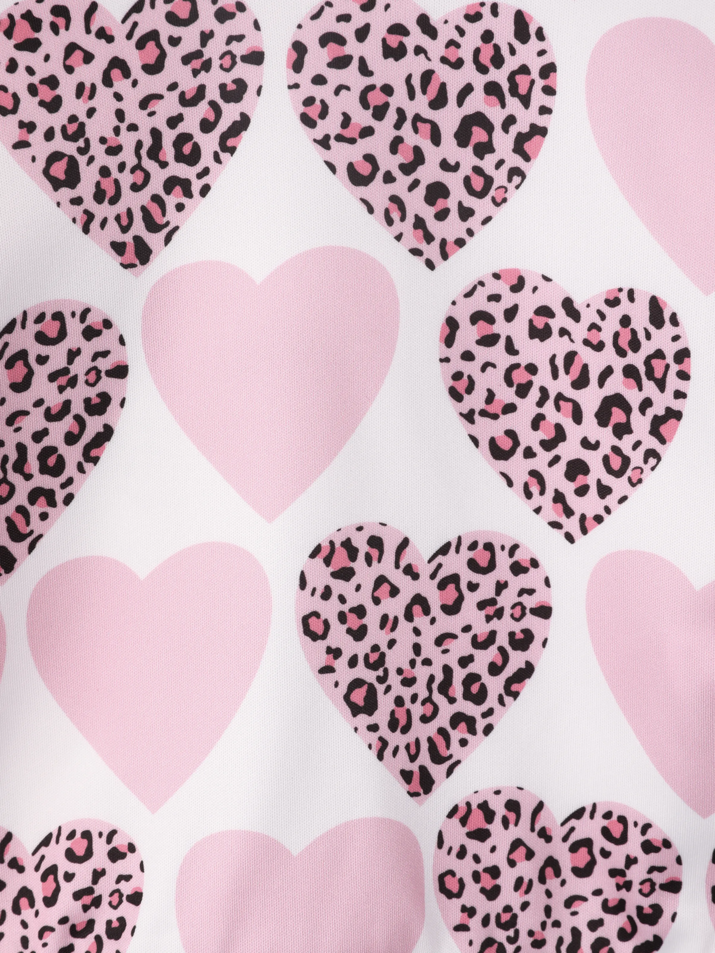 Baby Girl Sweatshirt with Heart and Leopard Print White - Image 6