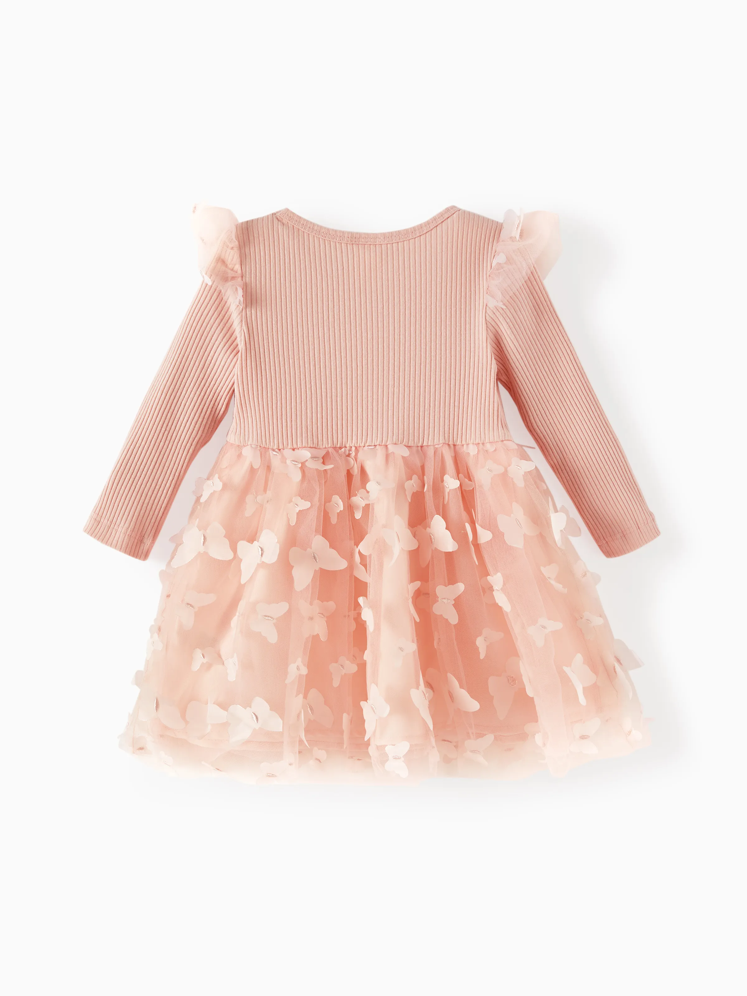Baby Girl Sweet 3D Flower Mesh Dress incarnadinepink - Image 2