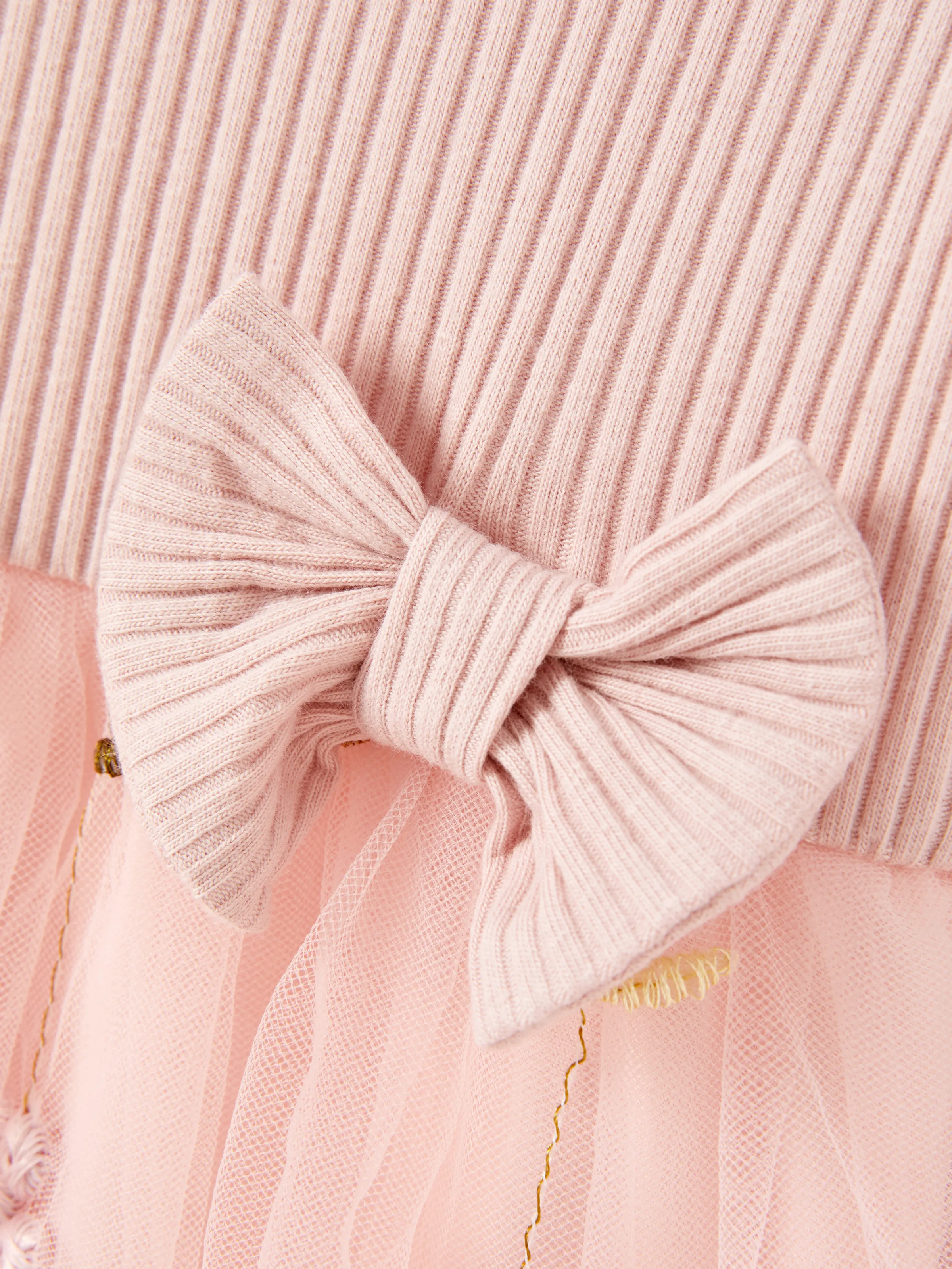 Baby Girl Sweet 3D Flower Mesh Dress Light Pink - Image 5