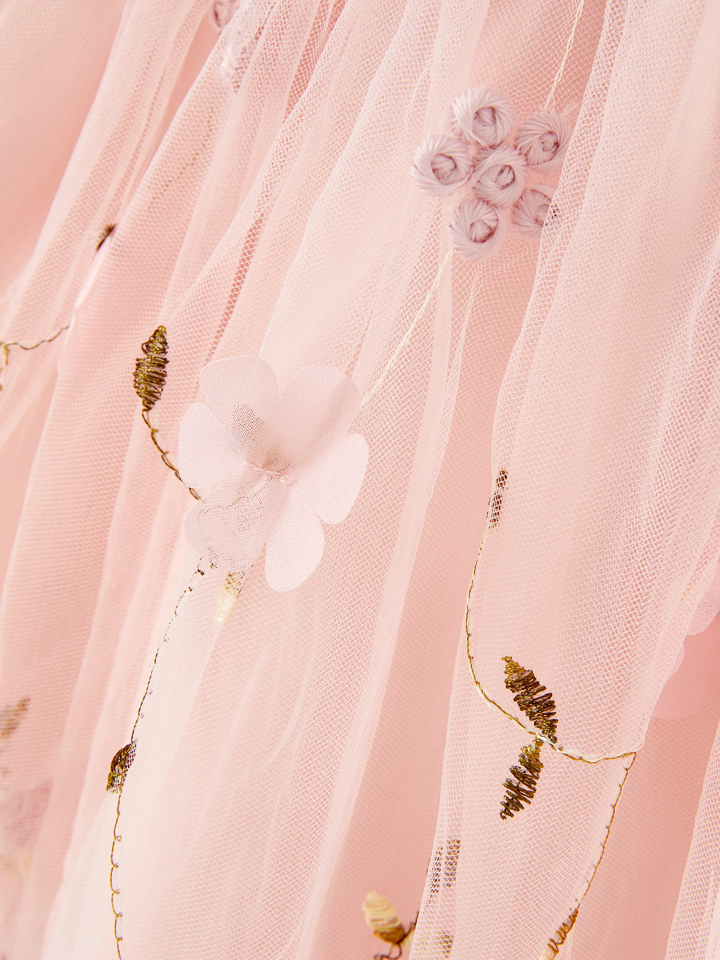 Baby Girl Sweet 3D Flower Mesh Dress Light Pink - Image 6