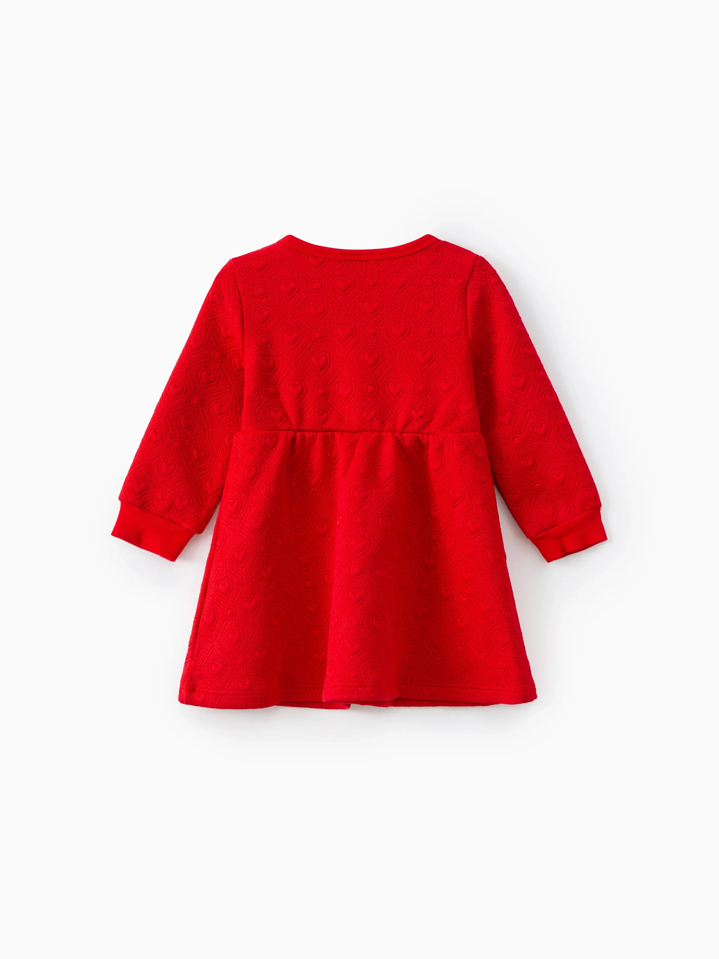 Baby Girl Sweet Bow Decoration 3D Long Sleeve Dress Red - Image 2