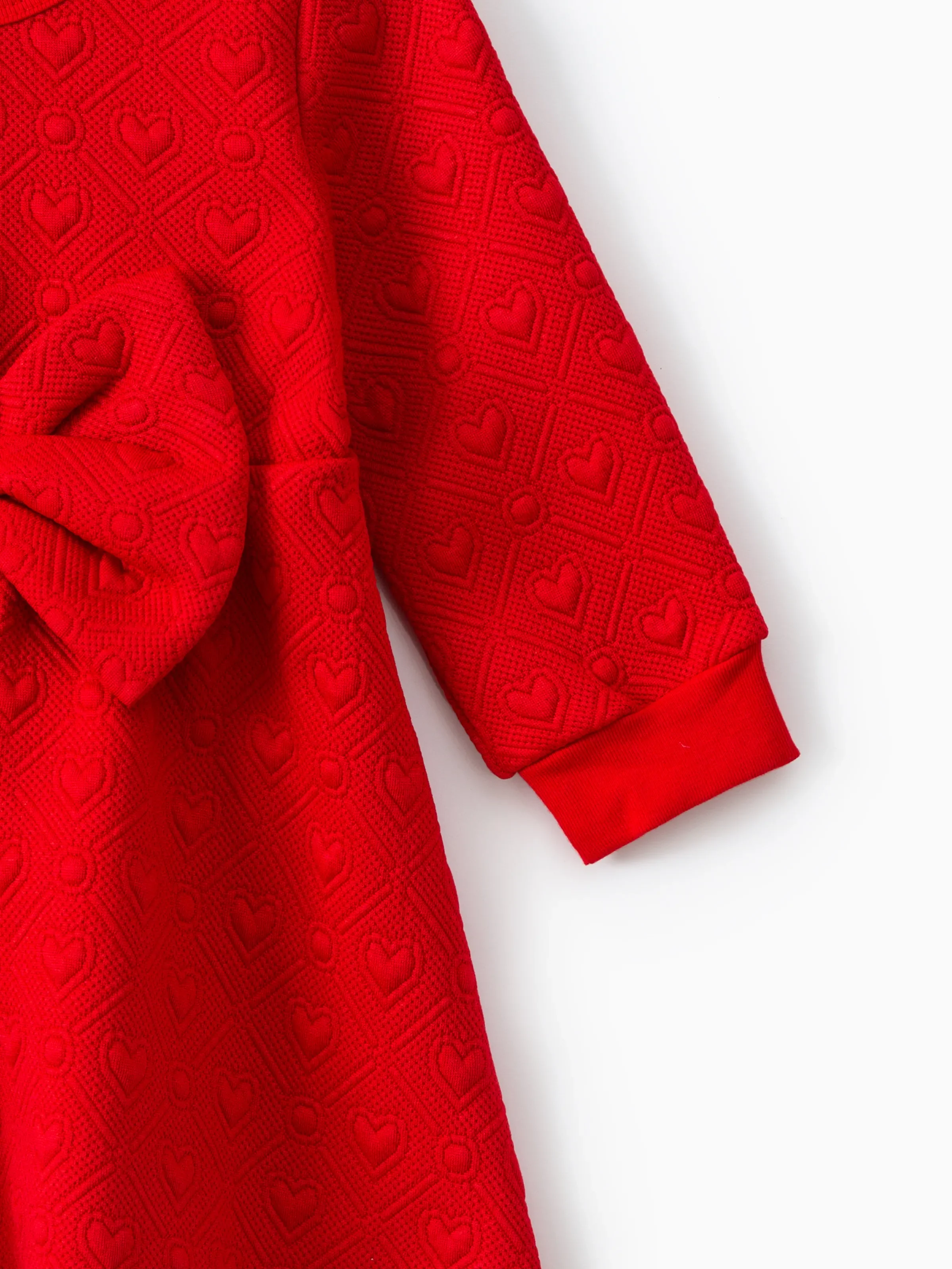 Baby Girl Sweet Bow Decoration 3D Long Sleeve Dress Red - Image 5