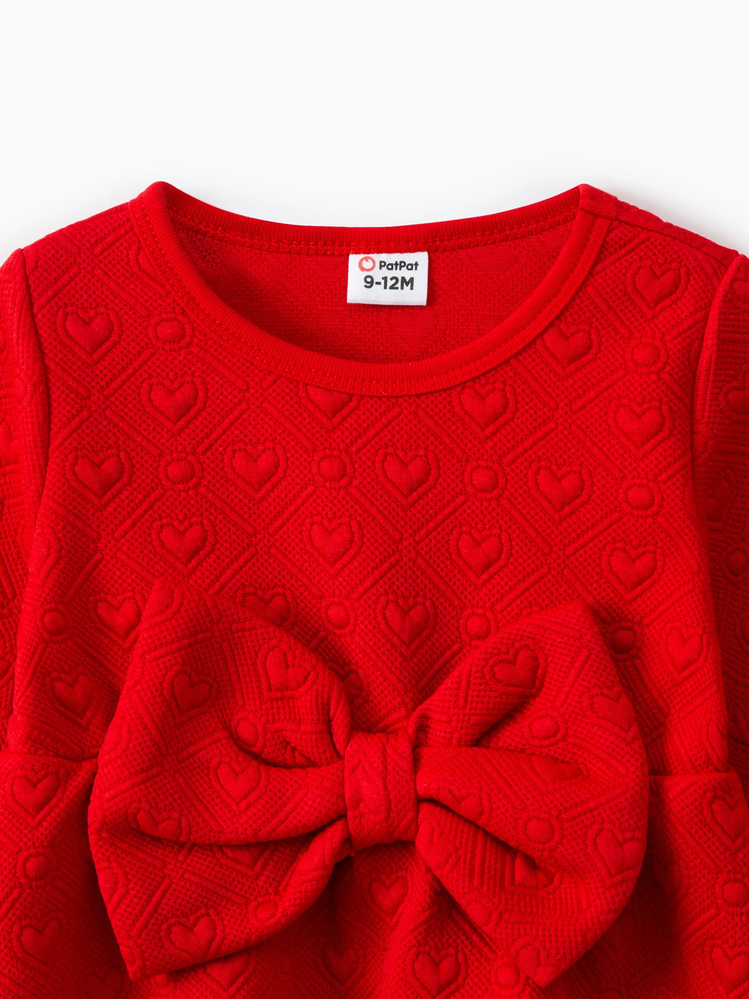 Baby Girl Sweet Bow Decoration 3D Long Sleeve Dress Red - Image 7