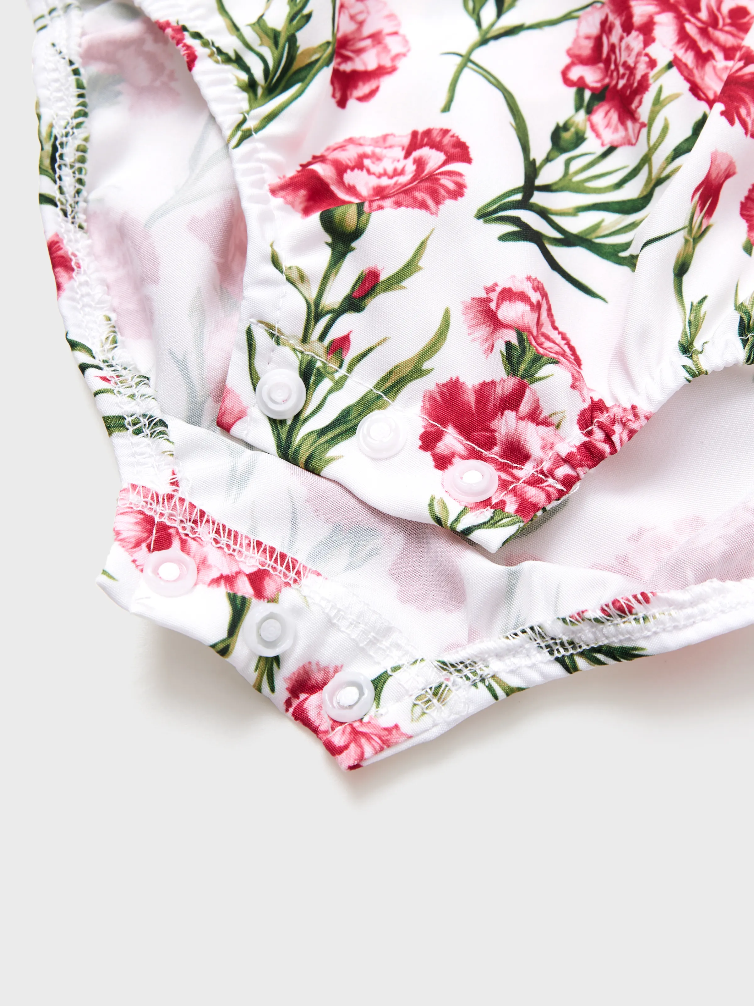 Baby Girl Sweet Floral Print Bowknot Romper Red - Image 5