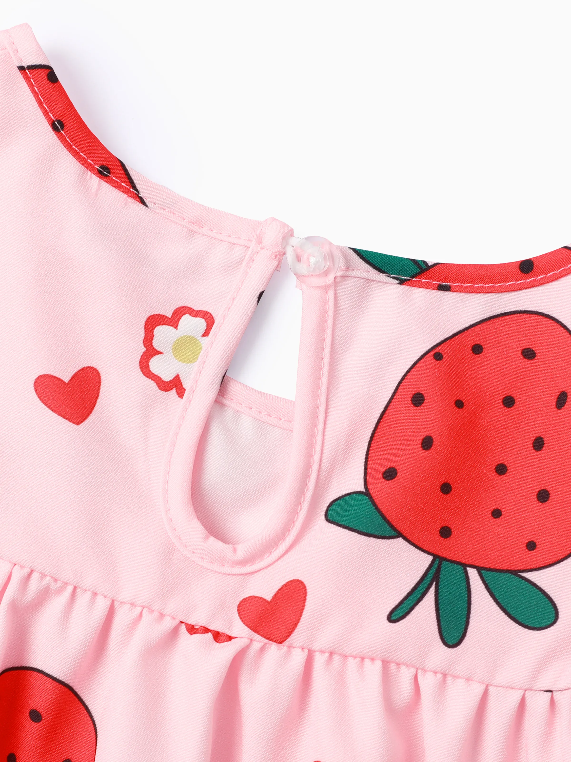 Baby Girl Sweet Strawberry Lace Dress Pink - Image 3