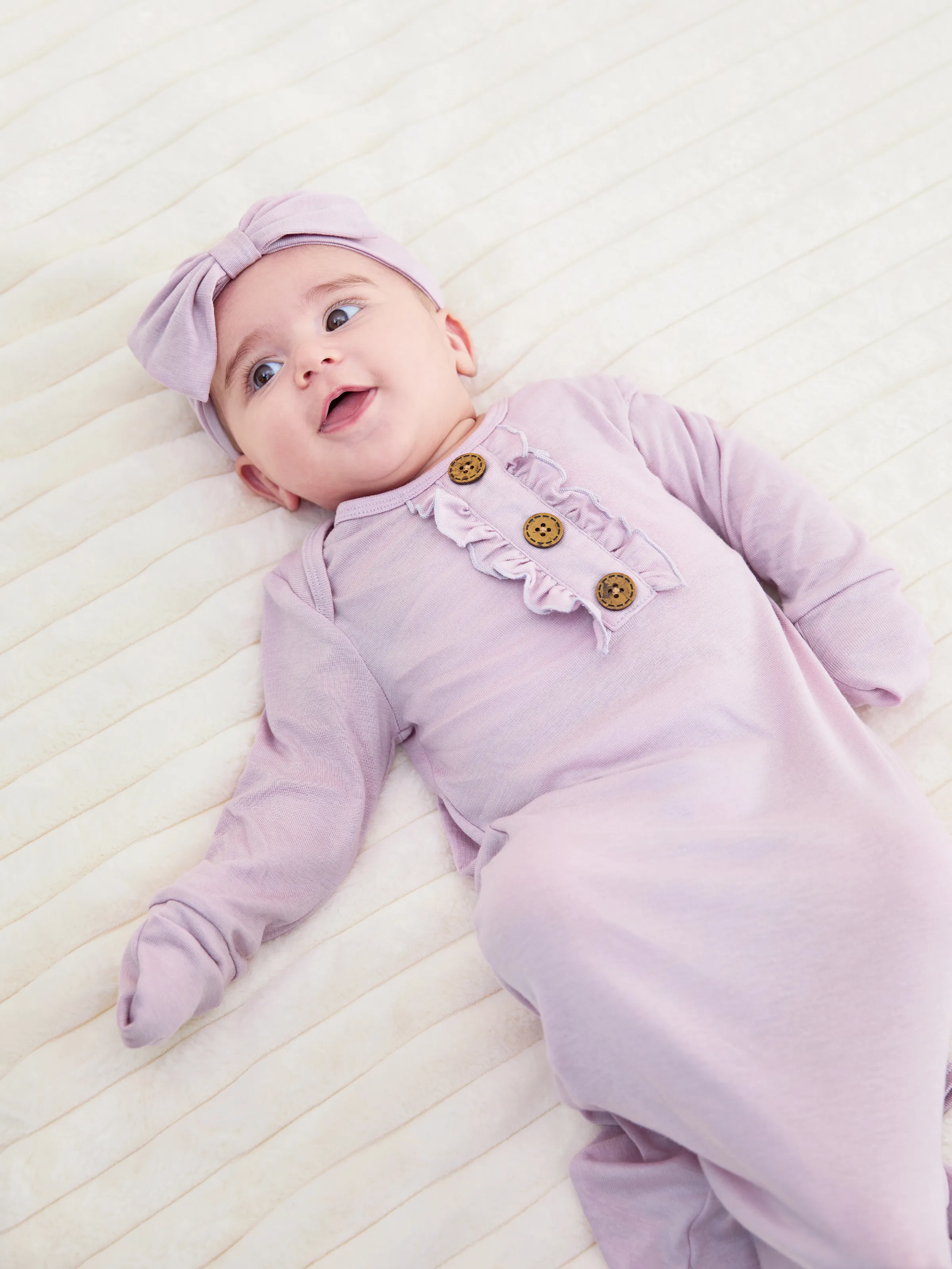 Baby Girl Wool Sleeping Bag Infant Gown with Headband Pink - Image 4