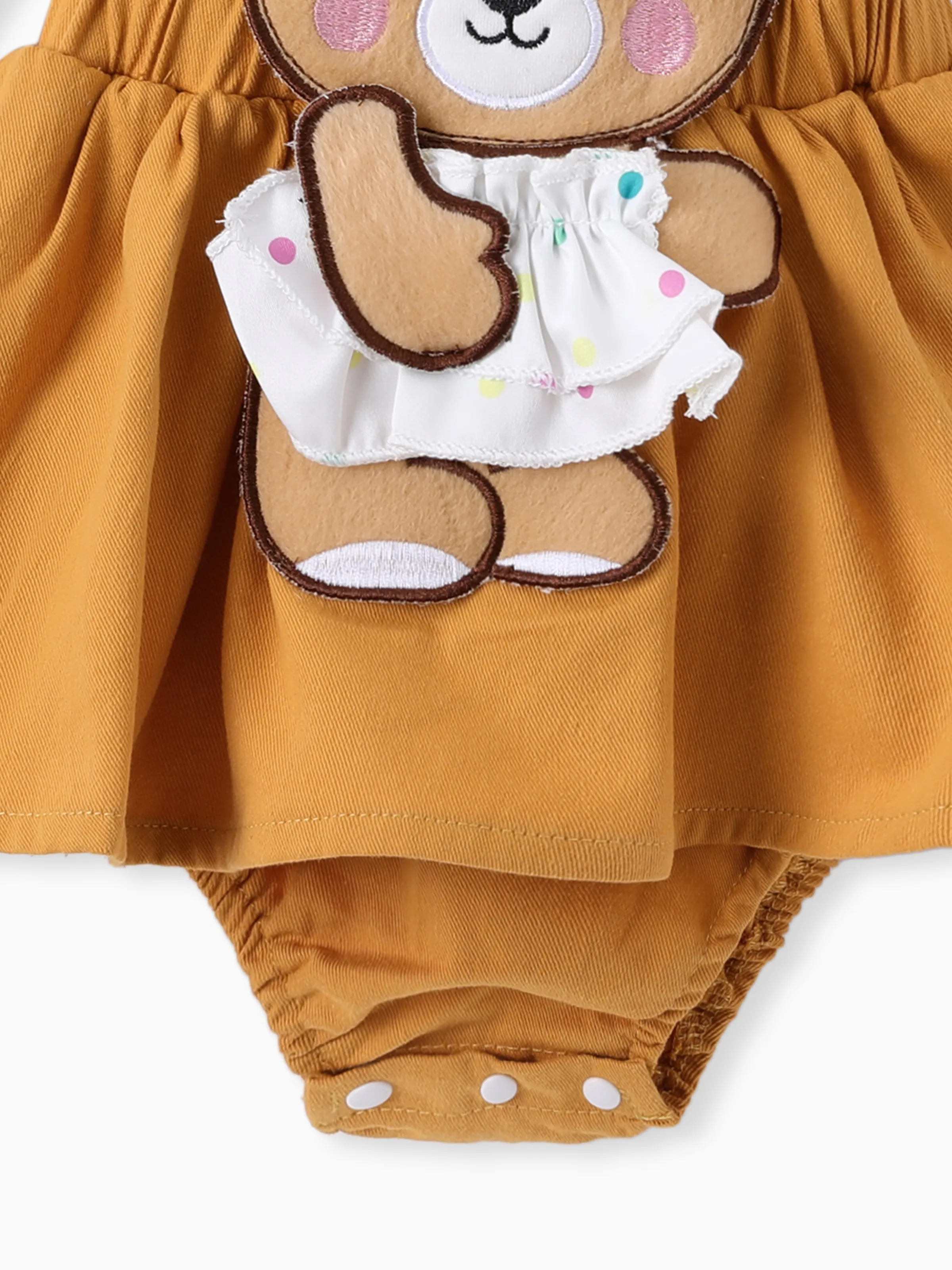 Baby Girl Clothes Bear Style Embroidered Romper with Headband Ginger - Image 6