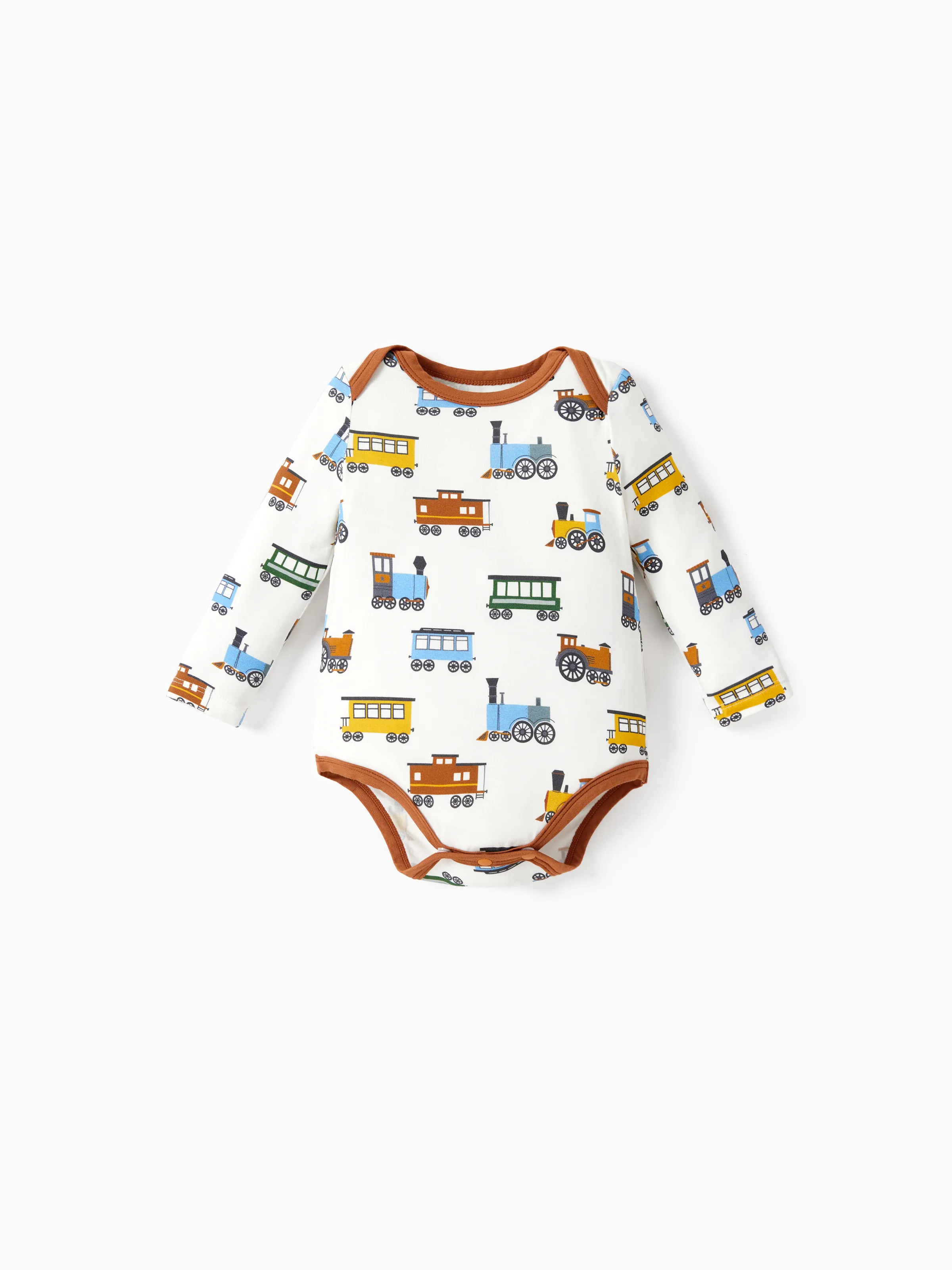 Bamboo Baby Bodysuits 2-piece Flora Long Sleeve Rompers for Baby Girls Infant Brown - Image 3