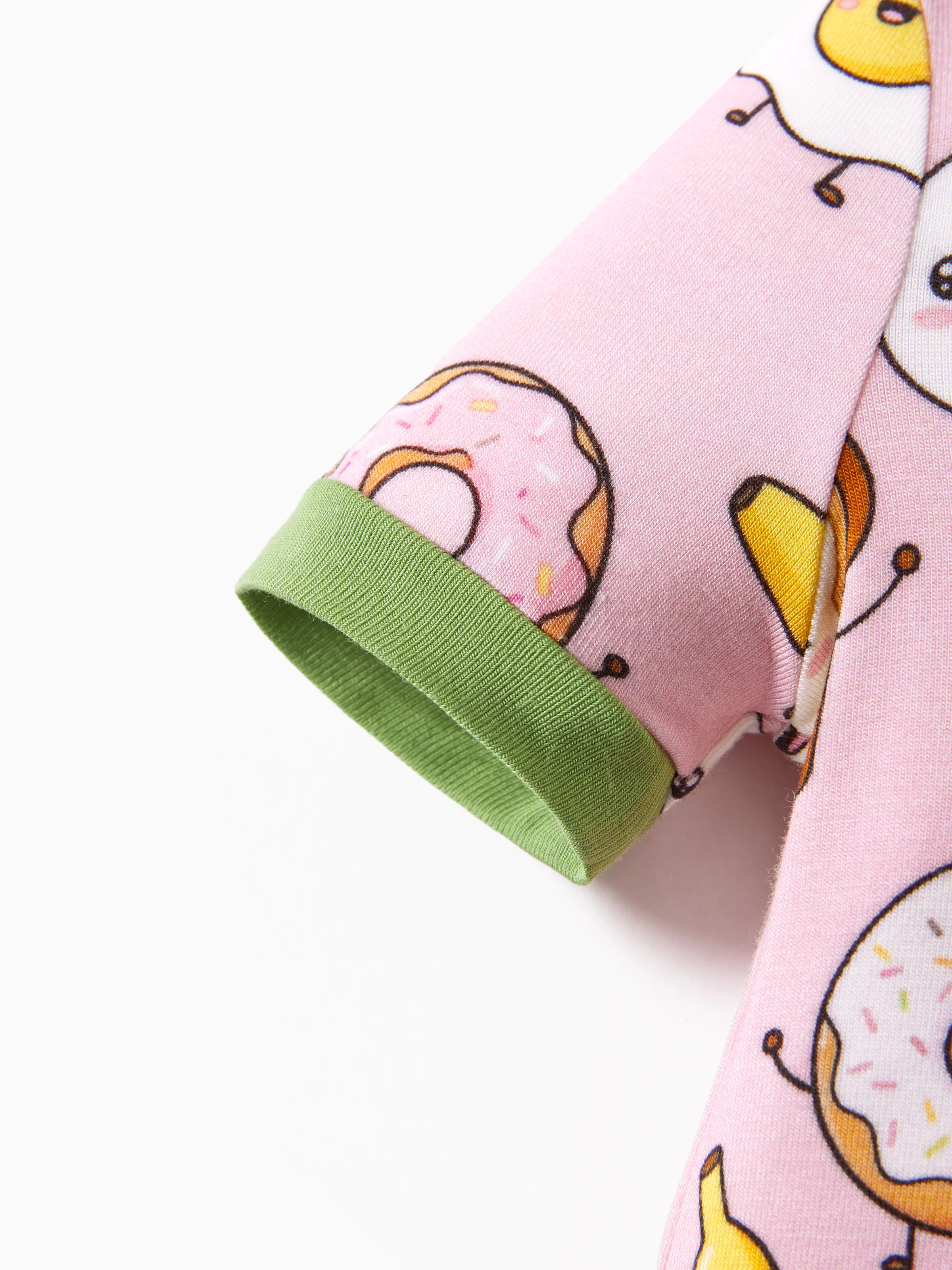 Bamboo Baby Boy /  Girl 2-Way Zip Onesies Anti Slip Childlike Food Pattern Bamboo Sleepwear (Snug-Fitting)
 Light Pink - Image 6