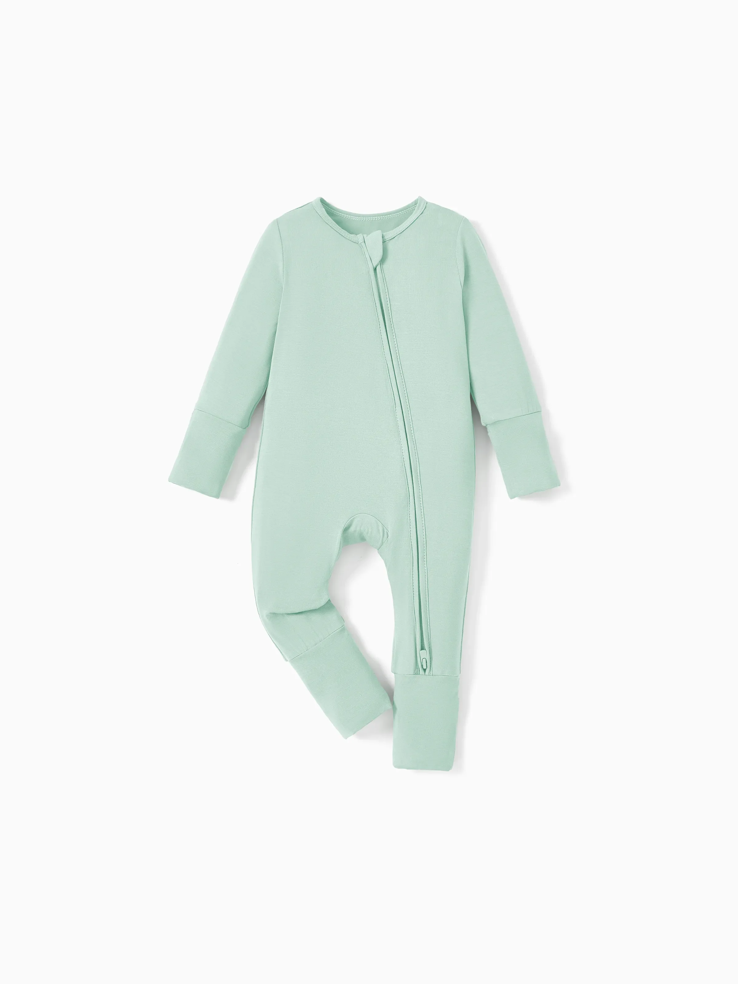 Bamboo Baby Boy / Girl Childlike Animal Pattern 2-way Zipper Footie Green - Image 10