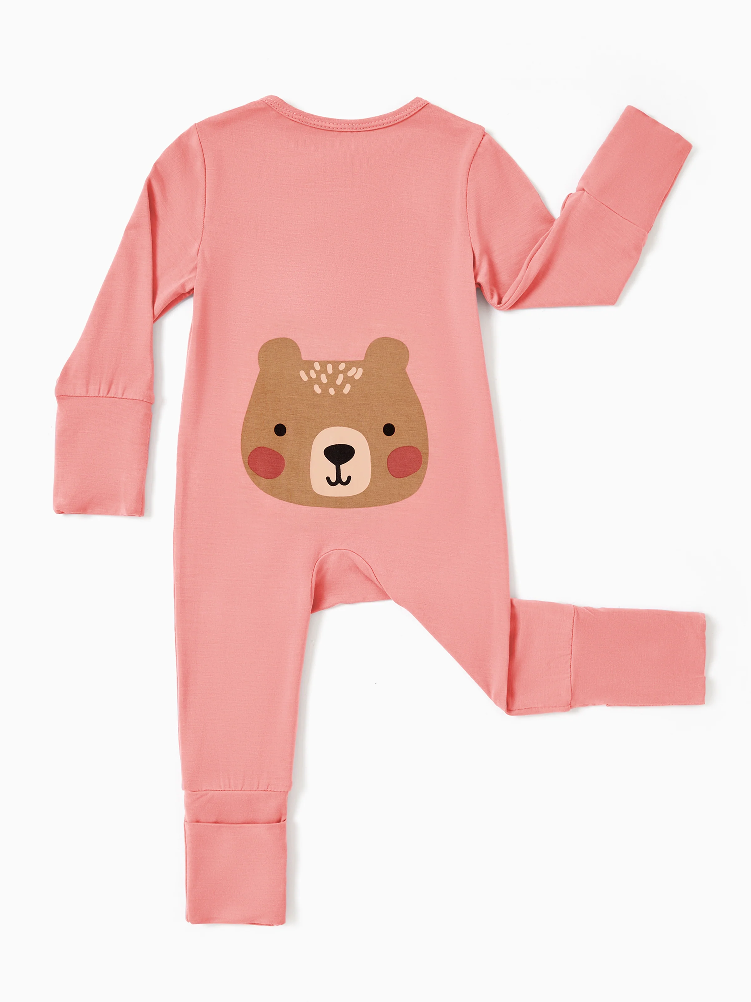 Bamboo Baby Boy / Girl Childlike Animal Pattern 2-way Zipper Footie Orange red - Image 3