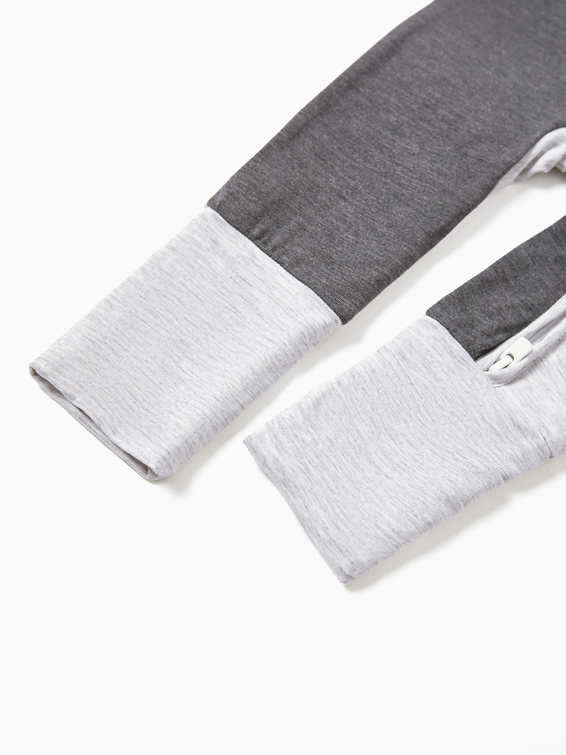 Bamboo Baby Boy / Girl Color Block 2-Way Zipper Anti Slip Long Sleeve Rompers Grey - Image 11