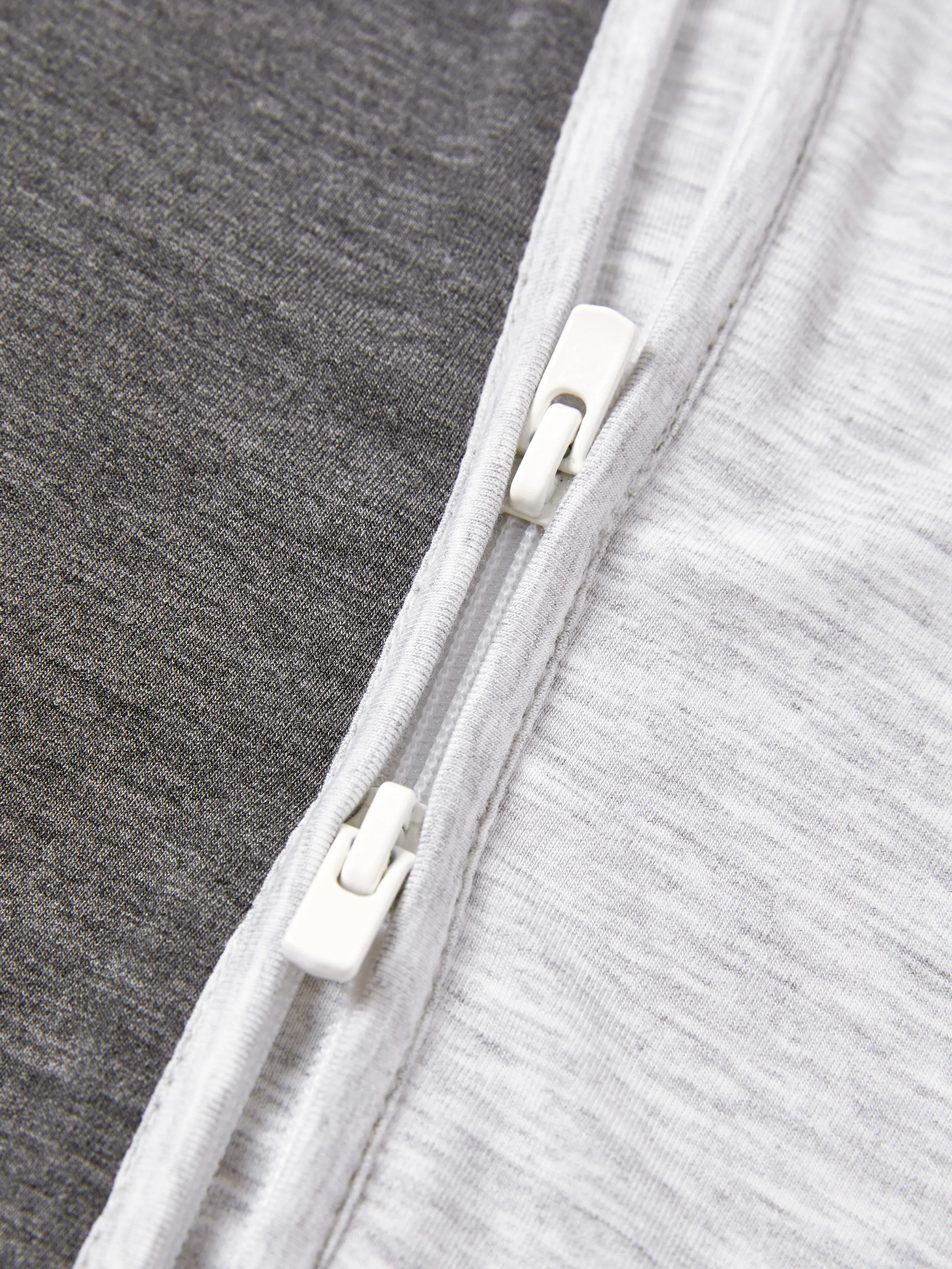 Bamboo Baby Boy / Girl Color Block 2-Way Zipper Anti Slip Long Sleeve Rompers Grey - Image 2
