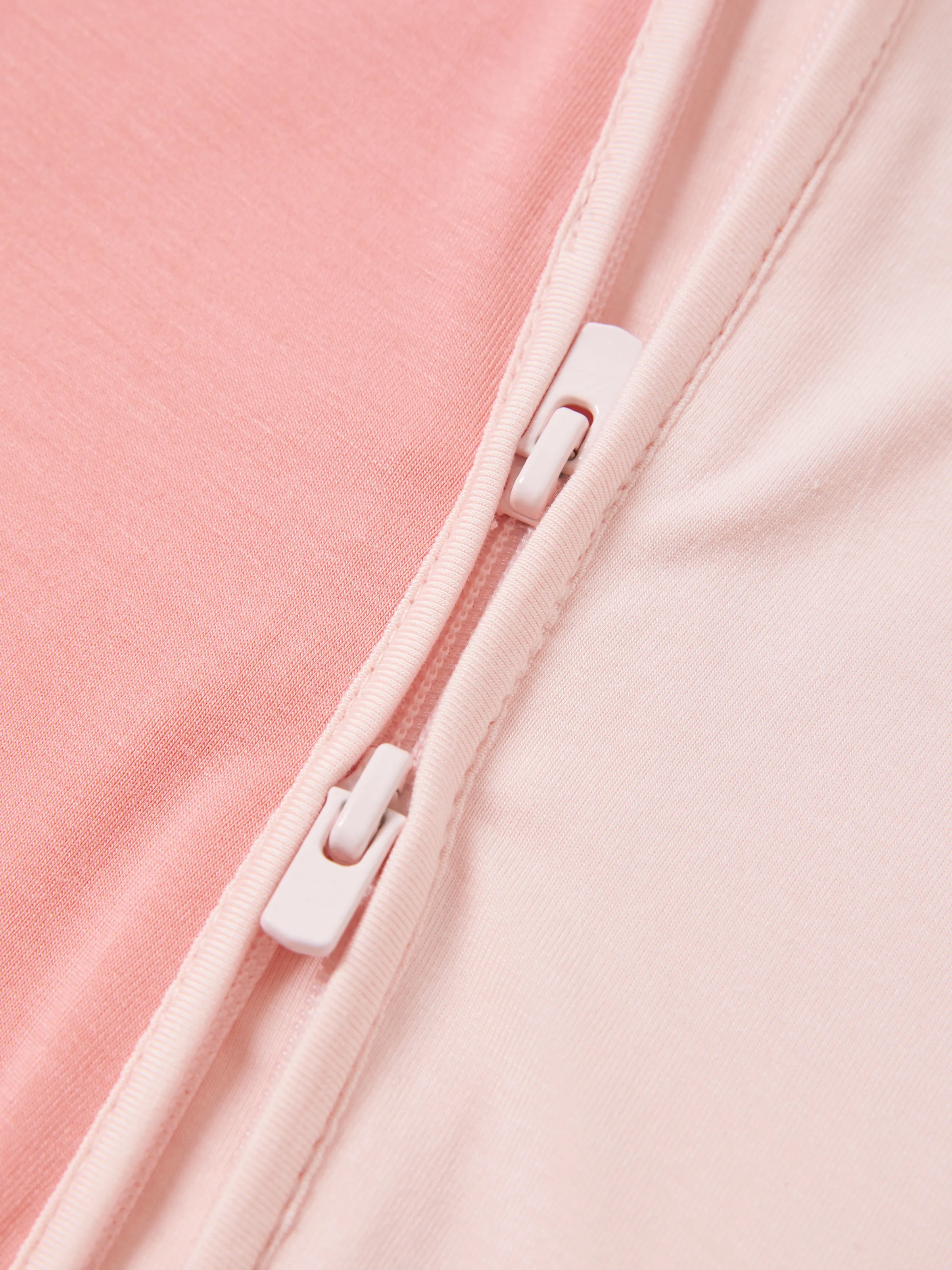 Bamboo Baby Boy / Girl Color Block 2-Way Zipper Anti Slip Long Sleeve Rompers Pink - Image 2