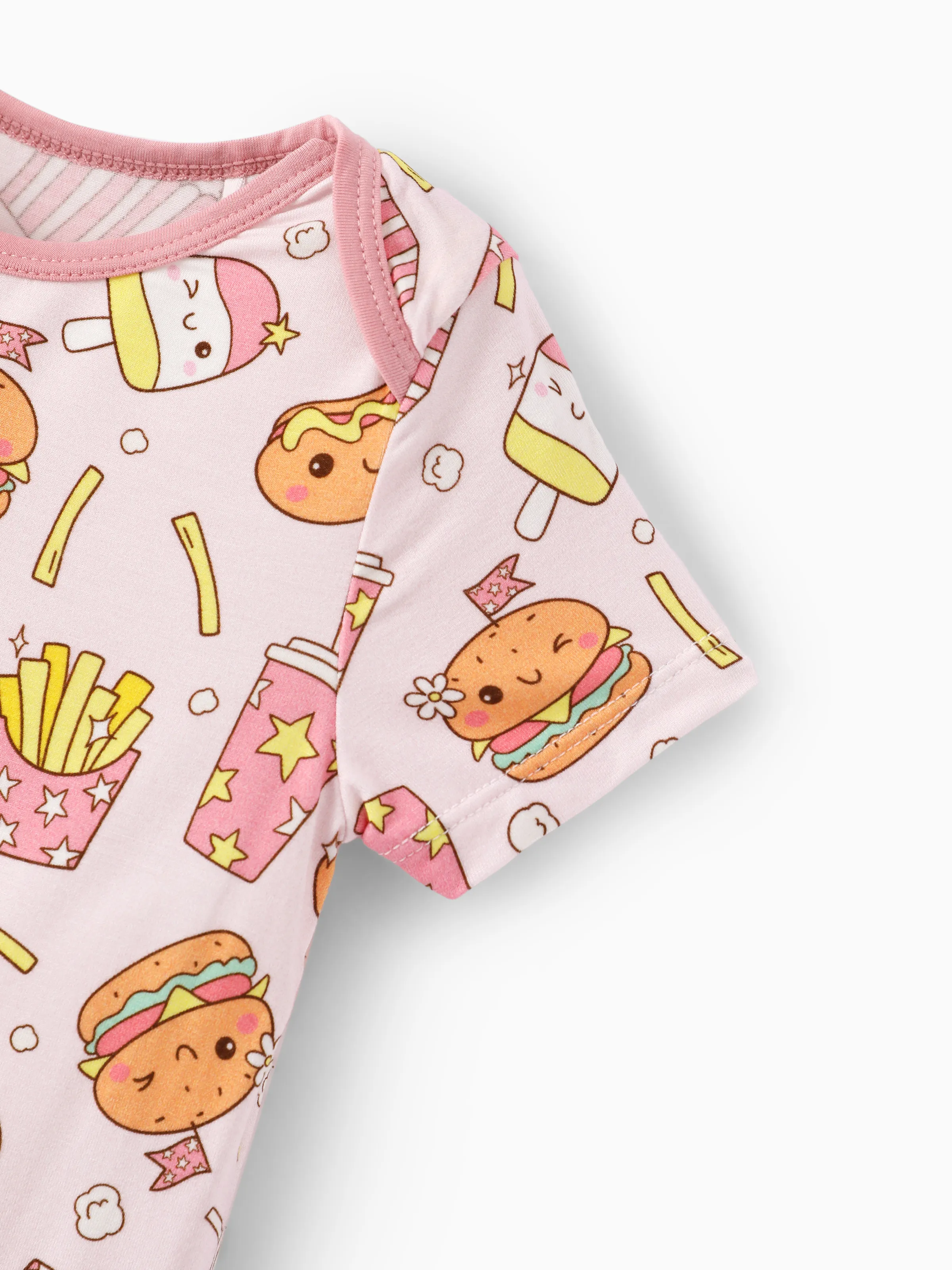 Bamboo Baby Boy/Girl 1pc Allover Print  Bodysuits  Light Pink - Image 5