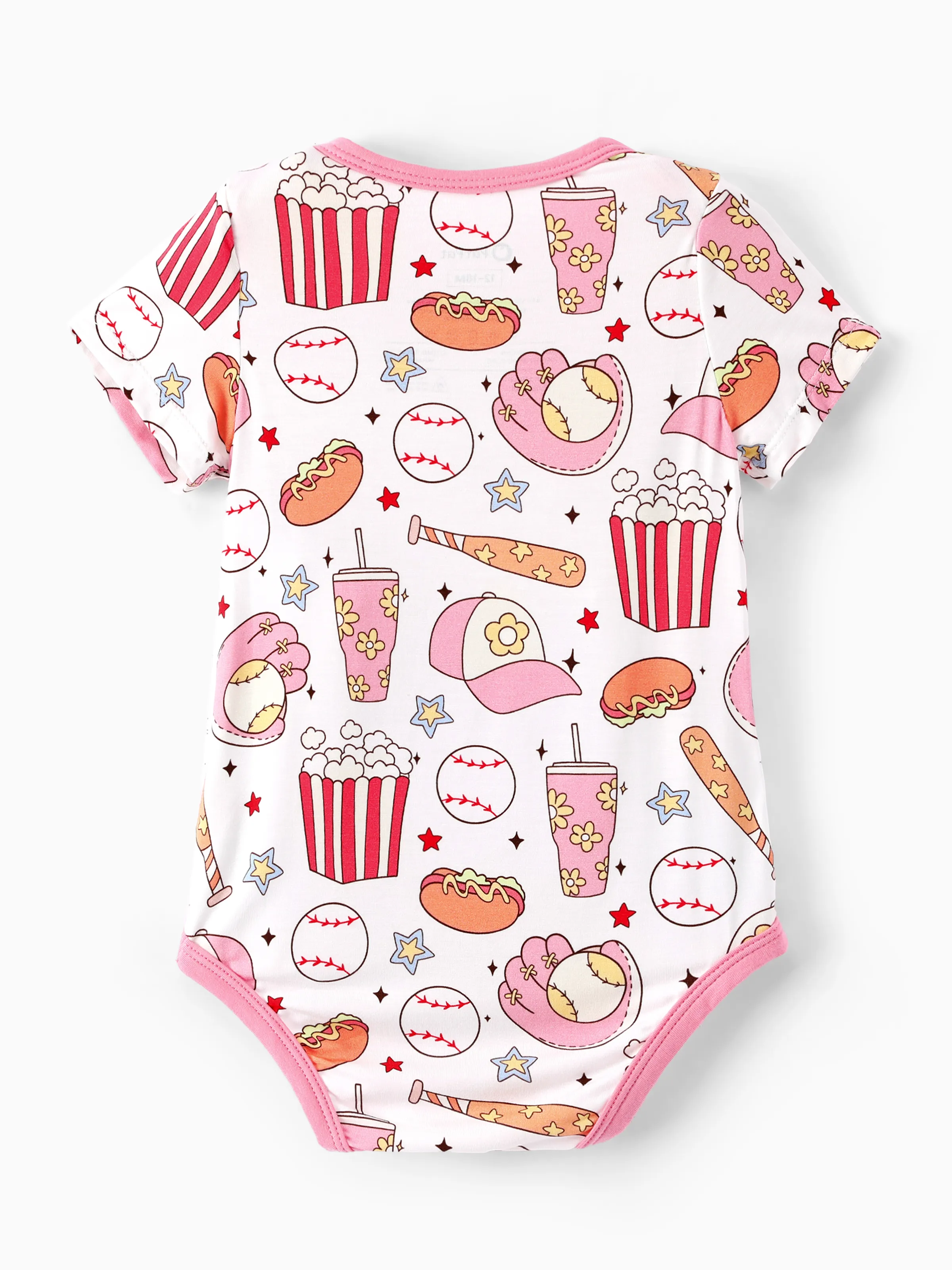 Bamboo Baby Boy/Girl 1pc Allover Print  Bodysuits  Pink - Image 3
