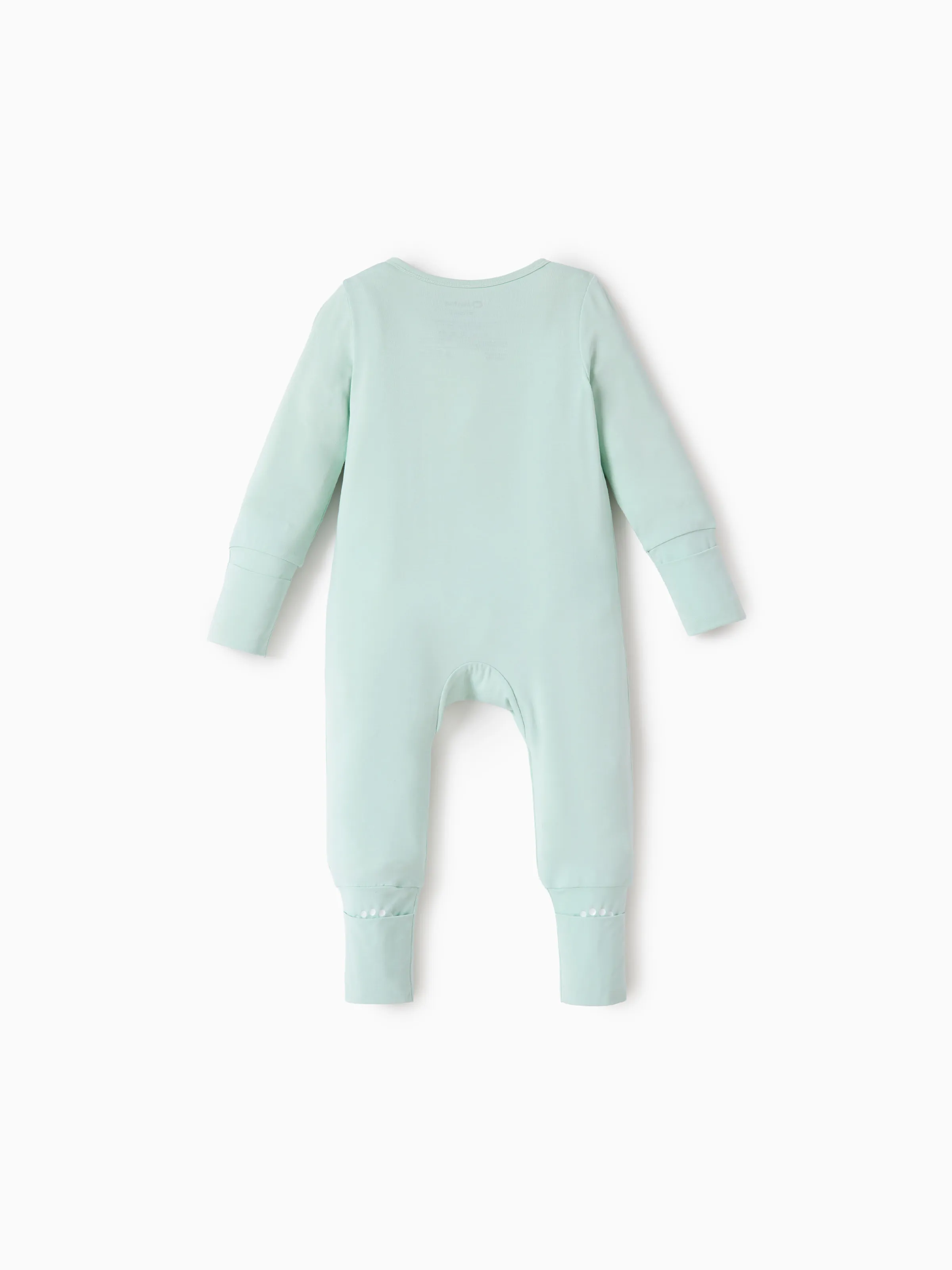 Bamboo Baby Boy/Girl 2-Pack Cute Animal Long Sleeve Romper 2-Way Zip Anti Slip Footie Pale Green - Image 13