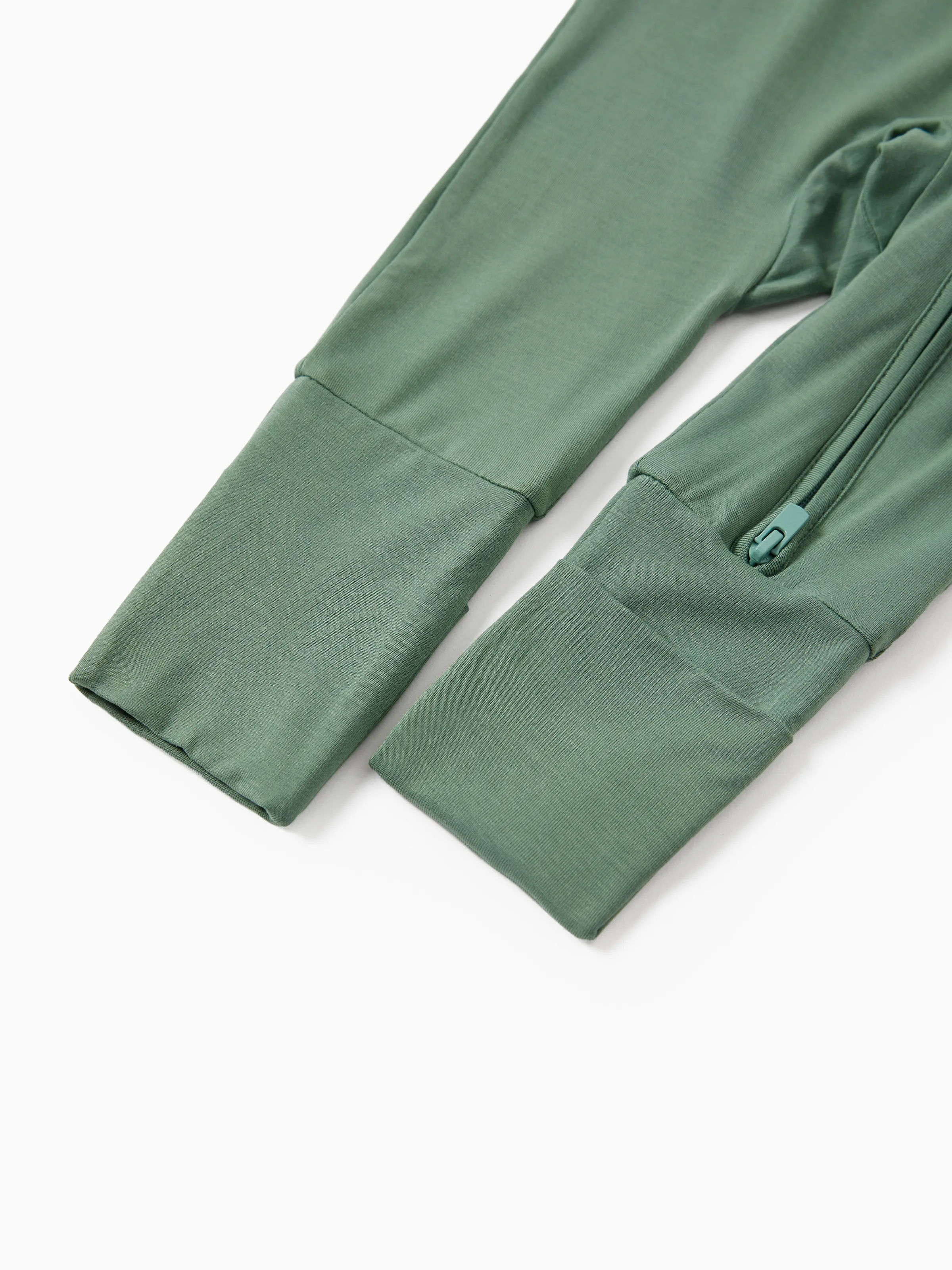 Bamboo Baby Boy/Girl 2-Pack Long Sleeve Romper 2-Way Zip Anti Slip Footie. Green - Image 7