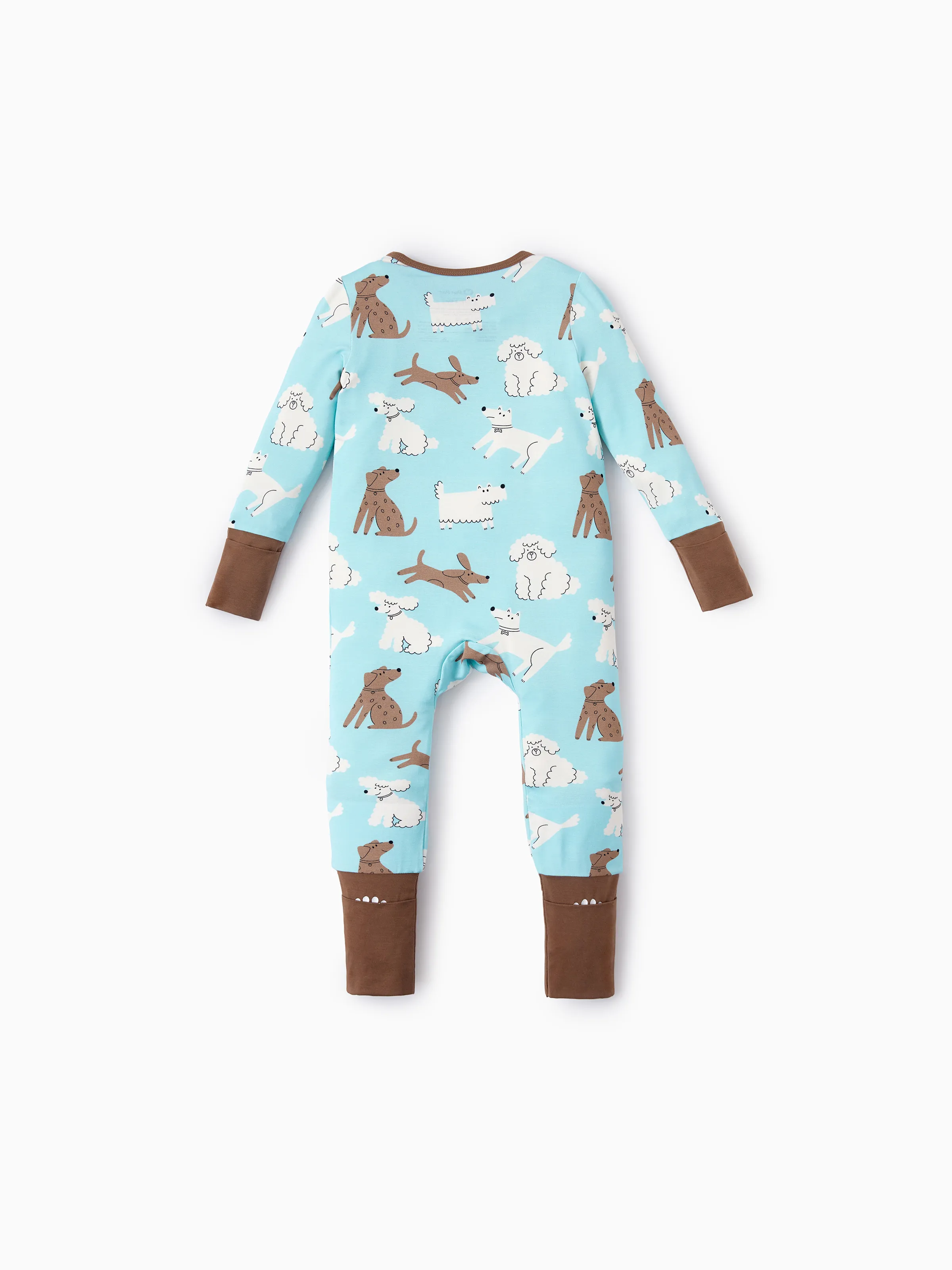 Bamboo Baby Boy/Girl 2-Pack Natural Animal or Plant Long Sleeve Romper 2-Way Zip Anti Slip Footie Brown - Image 4
