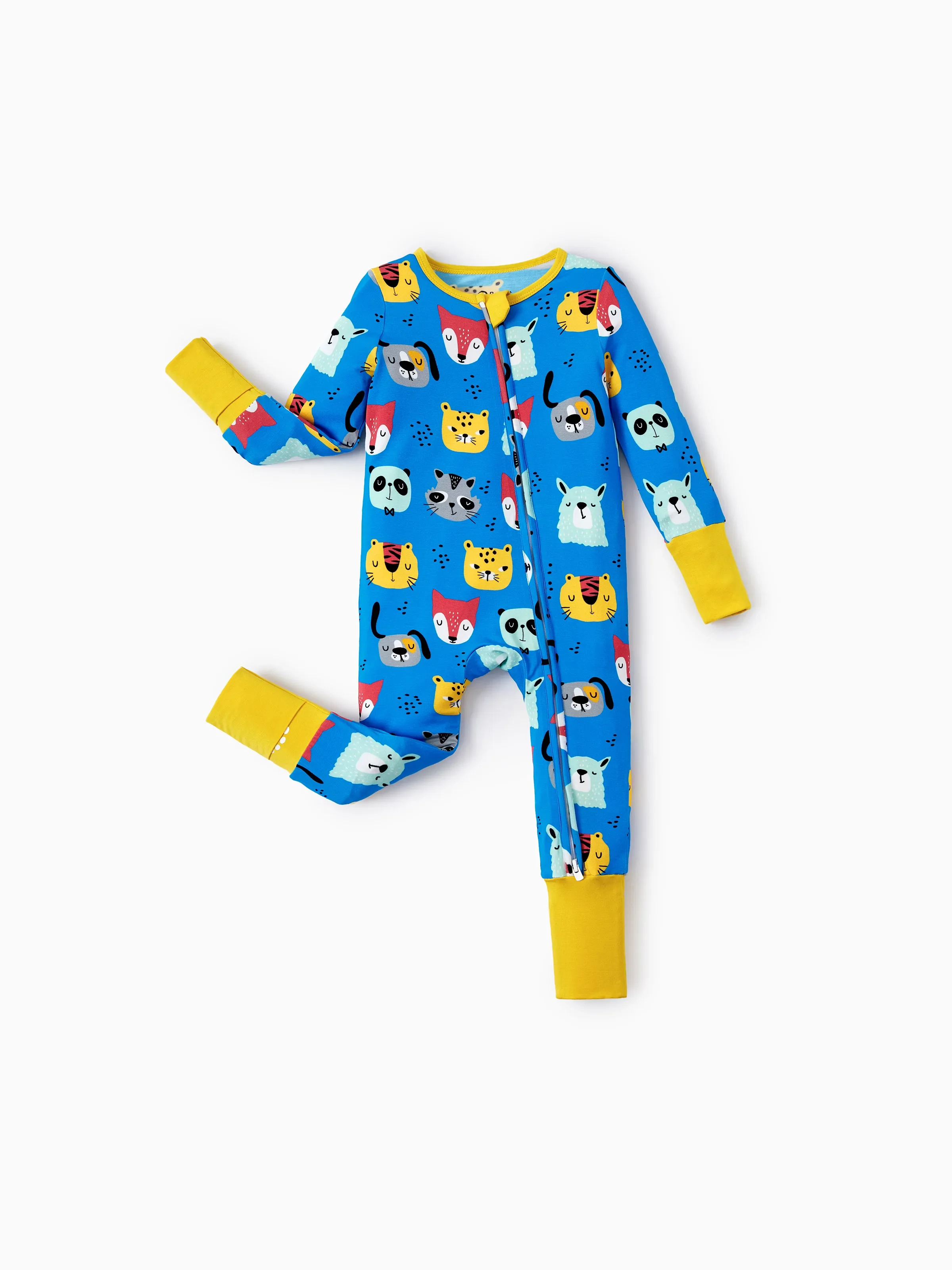 Bamboo Baby Boy/Girl 2-Pack Natural Animal or Plant Long Sleeve Romper 2-Way Zip Anti Slip Footie Yellow - Image 10