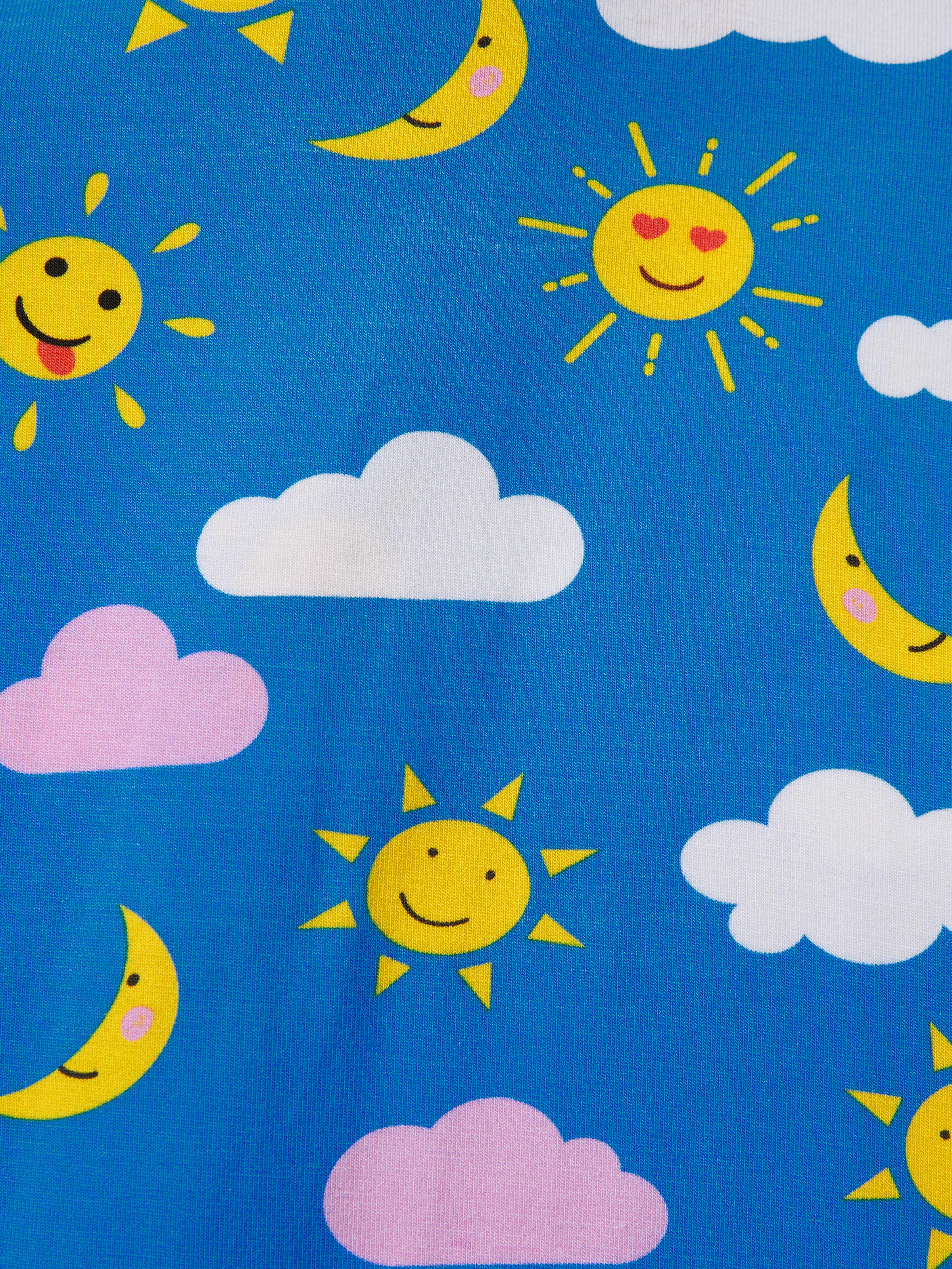 Bamboo Baby Boy/Girl 2-Pack Solid&Bee Printed 2-Way Zipper Anti Slip Footie Blue - Image 2