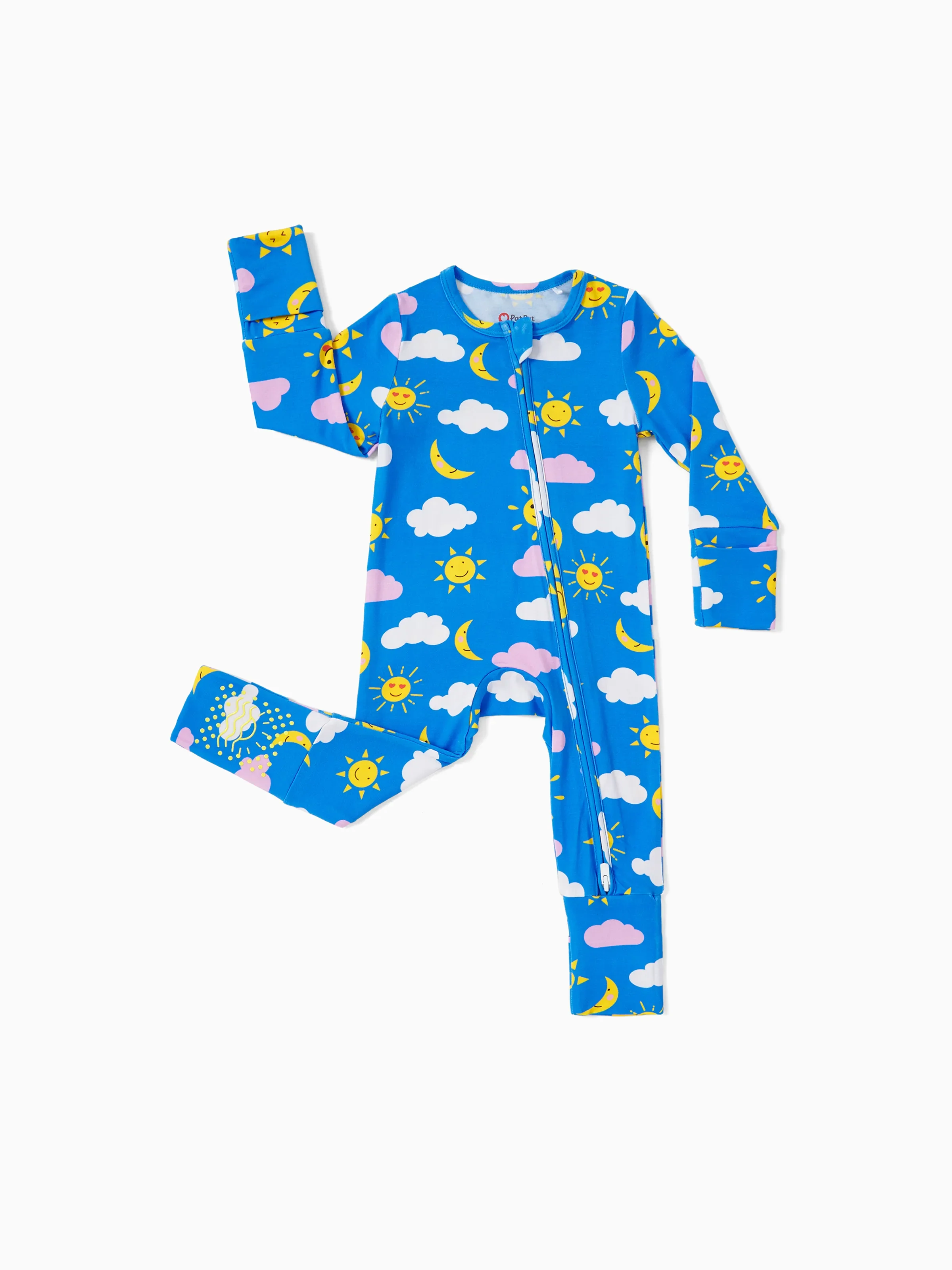 Bamboo Baby Boy/Girl 2-Pack Solid&Bee Printed 2-Way Zipper Anti Slip Footie Blue - Image 8