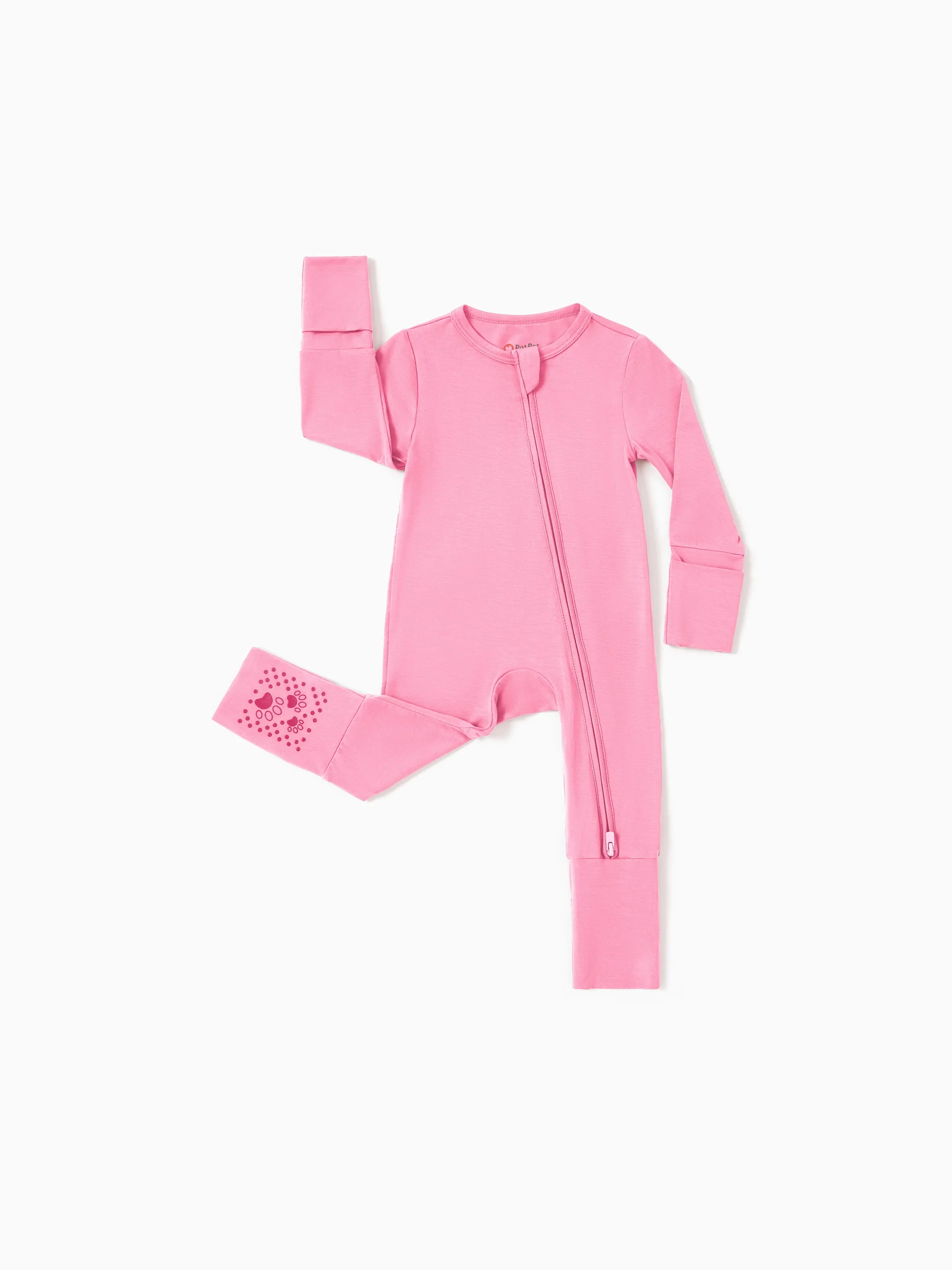 Bamboo Baby Boy/Girl 2-Pack Solid&Bee Printed 2-Way Zipper Anti Slip Footie Pink - Image 8