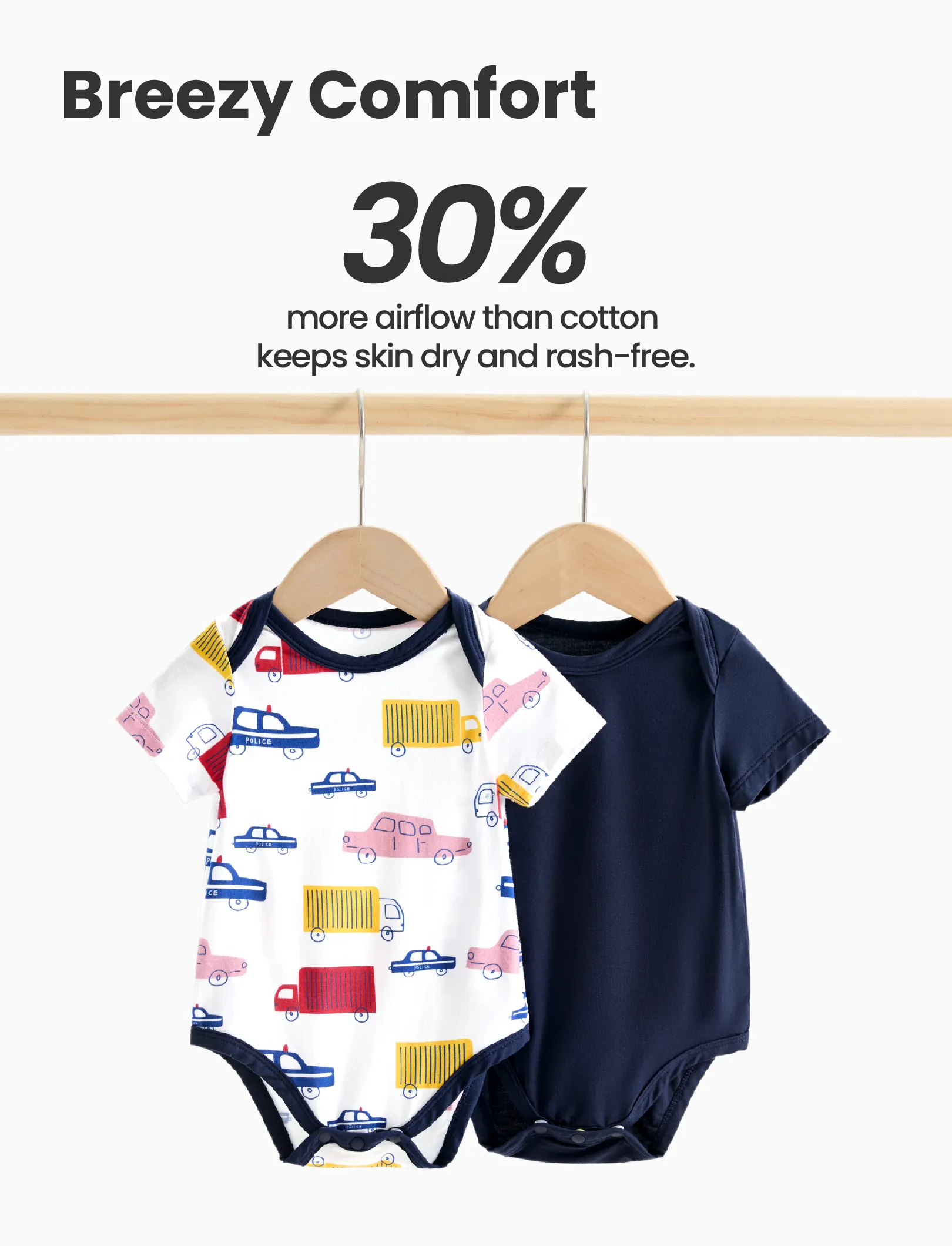 Bamboo Baby Boy/Girl 2-Pack Solid&Printed Rompers Set Deep Blue - Image 6