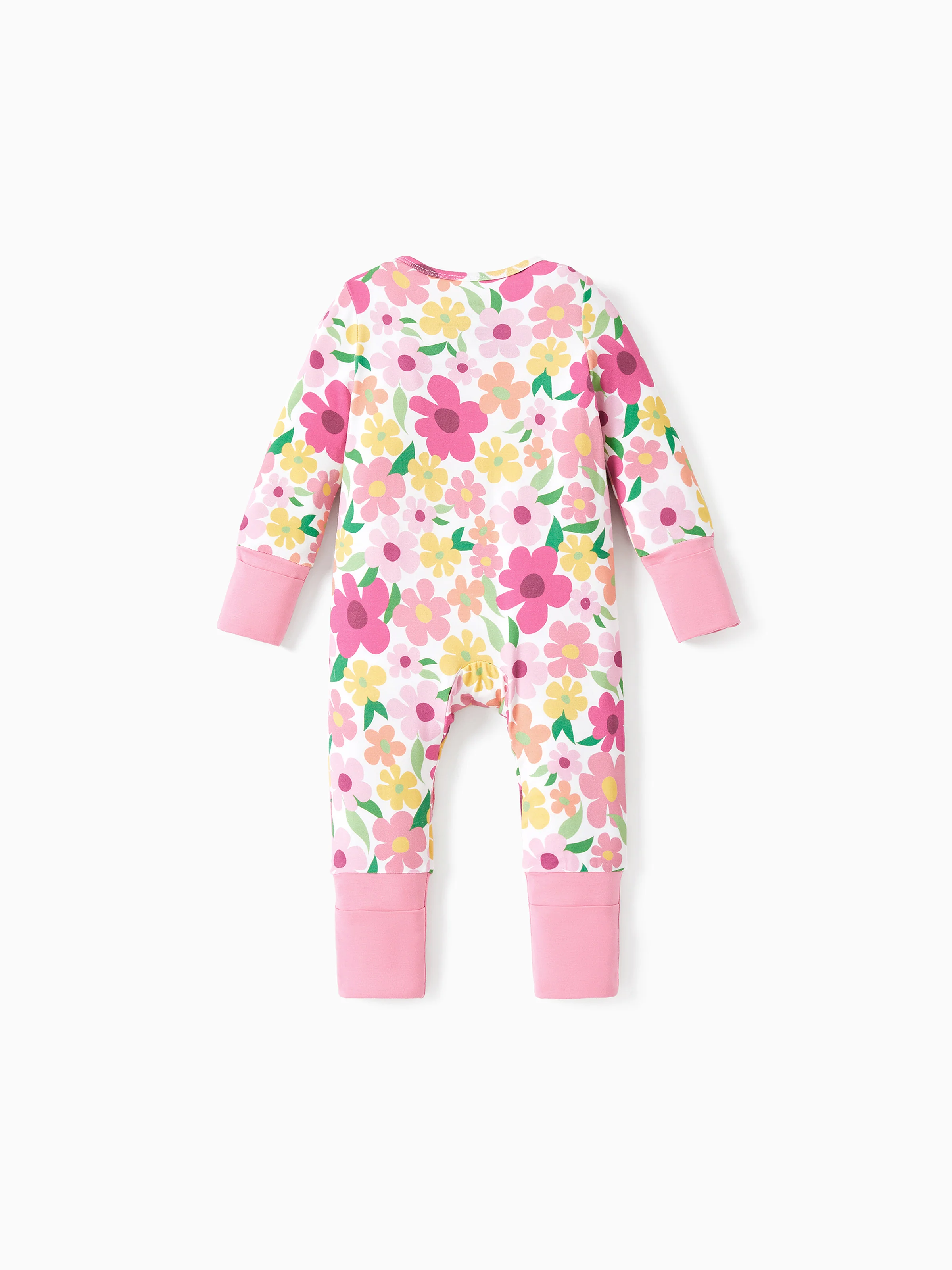 Bamboo Baby Boy/Girl Animal Printed 2-Way Zipper Anti Slip Long-sleeve Footie with/without Hairband Dark Pink - Image 17