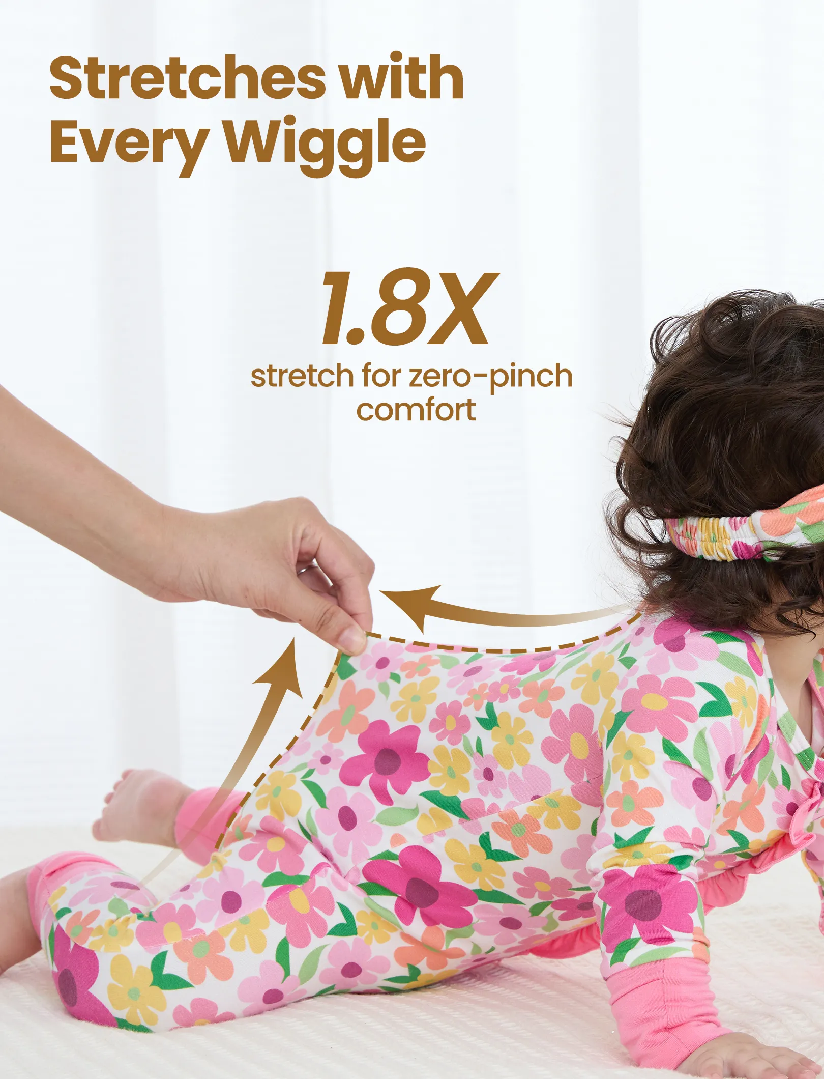 Bamboo Baby Boy/Girl Animal Printed 2-Way Zipper Anti Slip Long-sleeve Footie with/without Hairband Dark Pink - Image 5