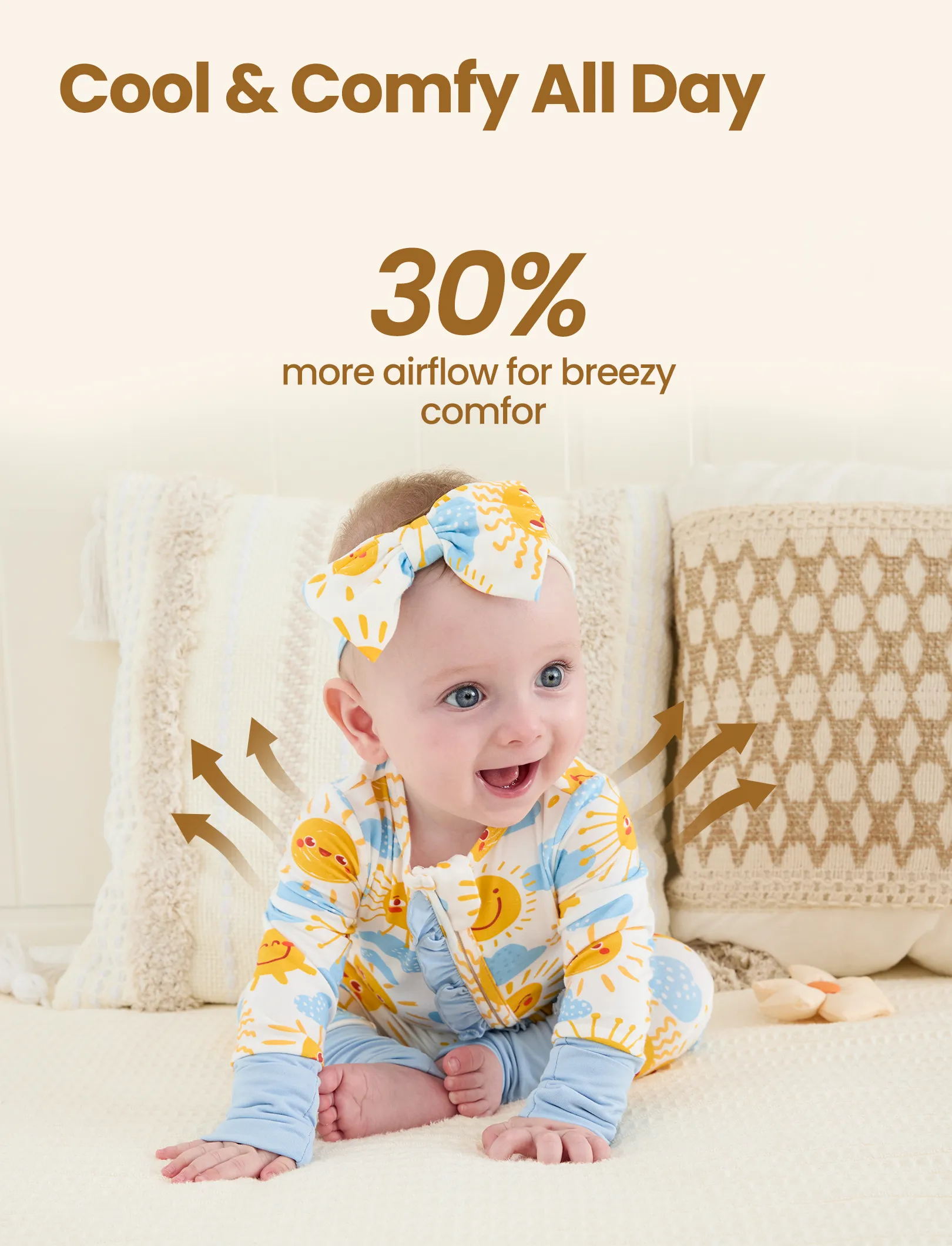 Bamboo Baby Boy/Girl Animal Printed 2-Way Zipper Anti Slip Long-sleeve Footie with/without Hairband Light Blue - Image 4
