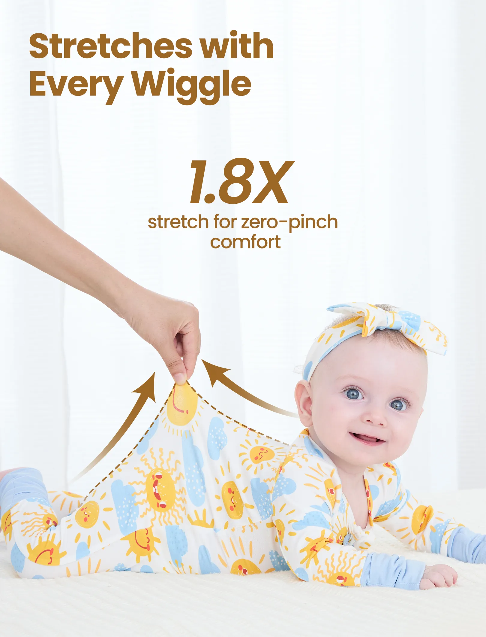 Bamboo Baby Boy/Girl Animal Printed 2-Way Zipper Anti Slip Long-sleeve Footie with/without Hairband Light Blue - Image 5