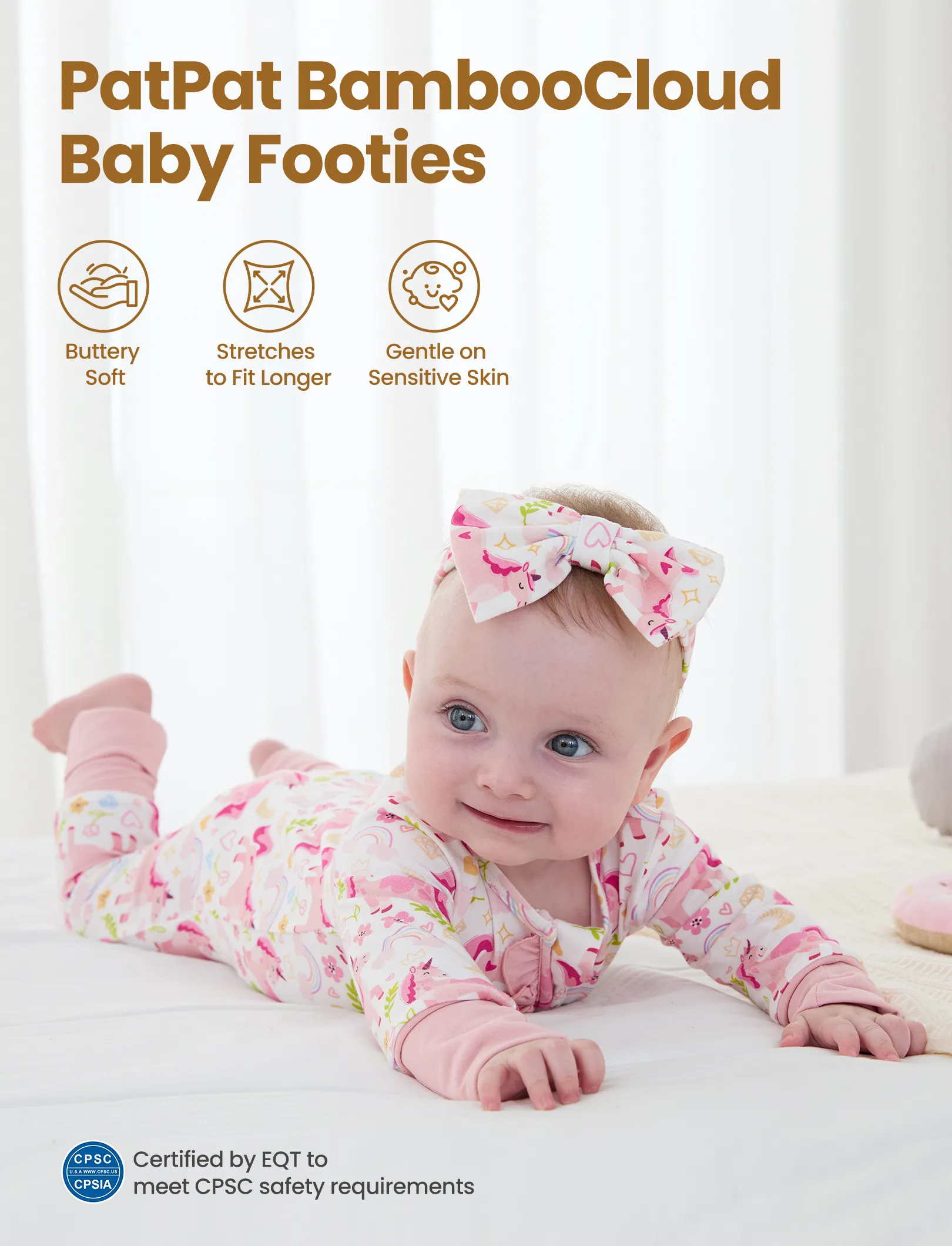 Bamboo Baby Boy/Girl Animal Printed 2-Way Zipper Anti Slip Long-sleeve Footie with/without Hairband Pink - Image 4