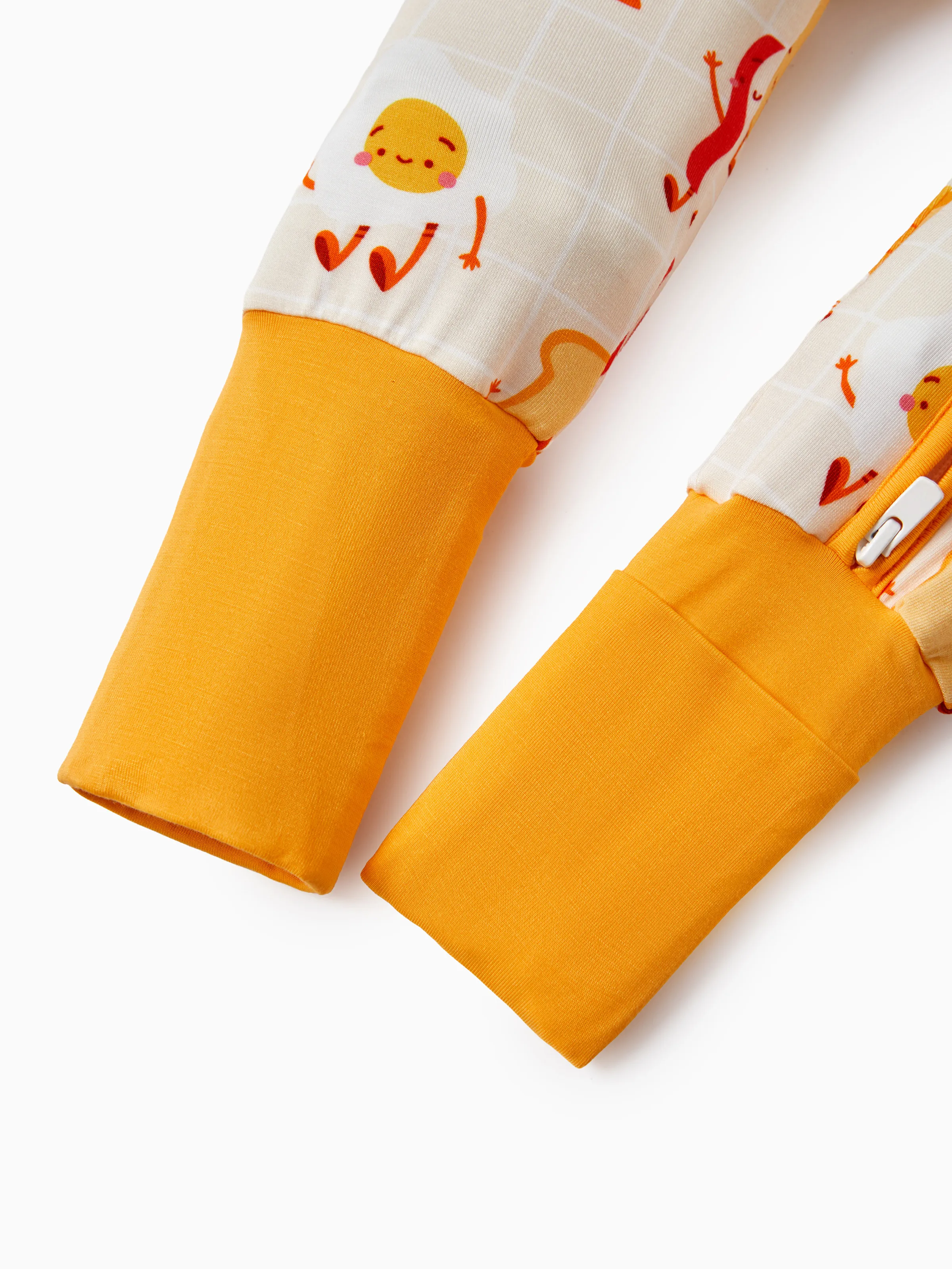 Bamboo Baby Boy/Girl Cartoon Printed 2-Way Zip Onesies Anti Slip Long-sleeve Footie Pale Yellow - Image 10