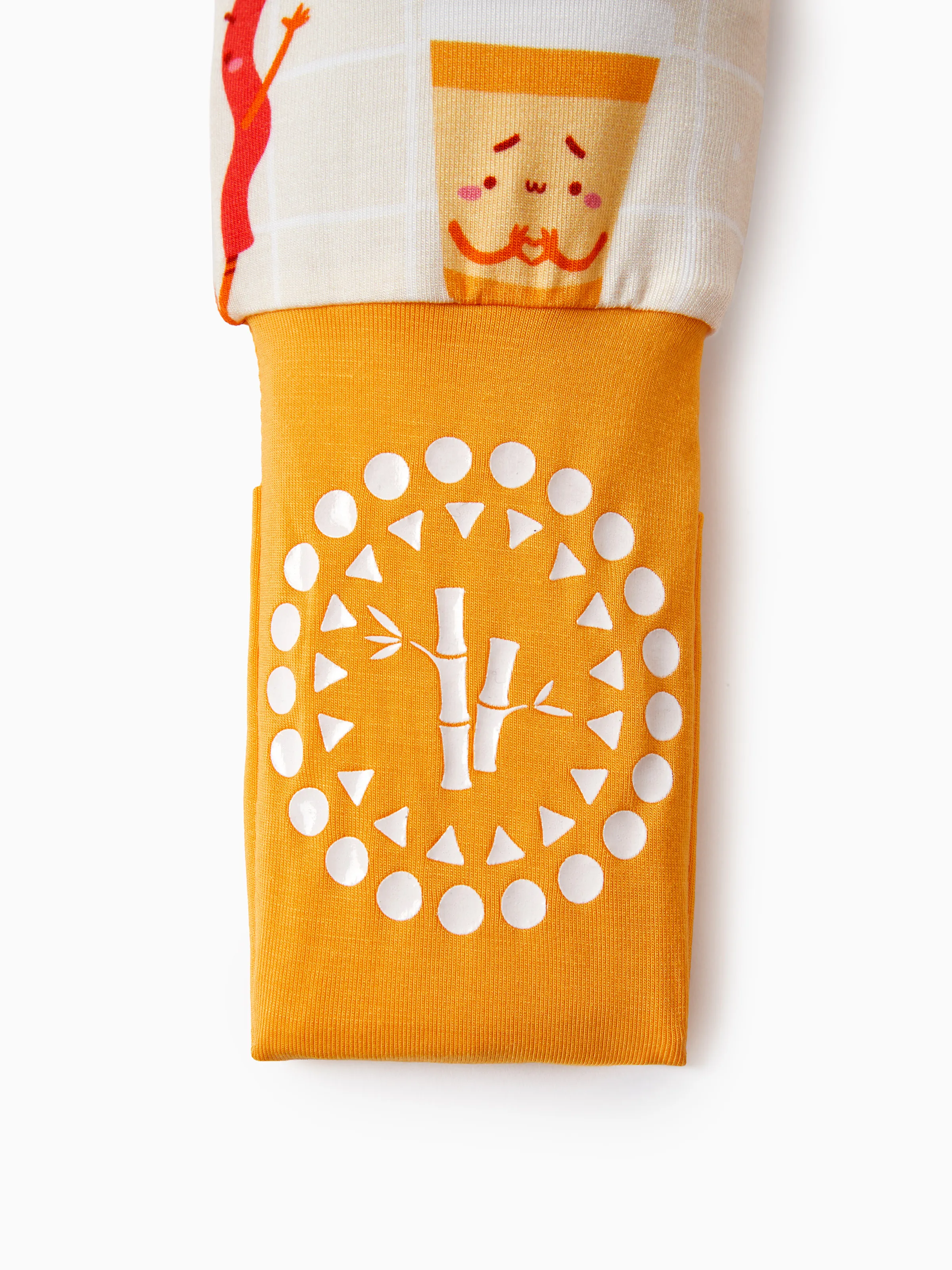 Bamboo Baby Boy/Girl Cartoon Printed 2-Way Zip Onesies Anti Slip Long-sleeve Footie Pale Yellow - Image 11