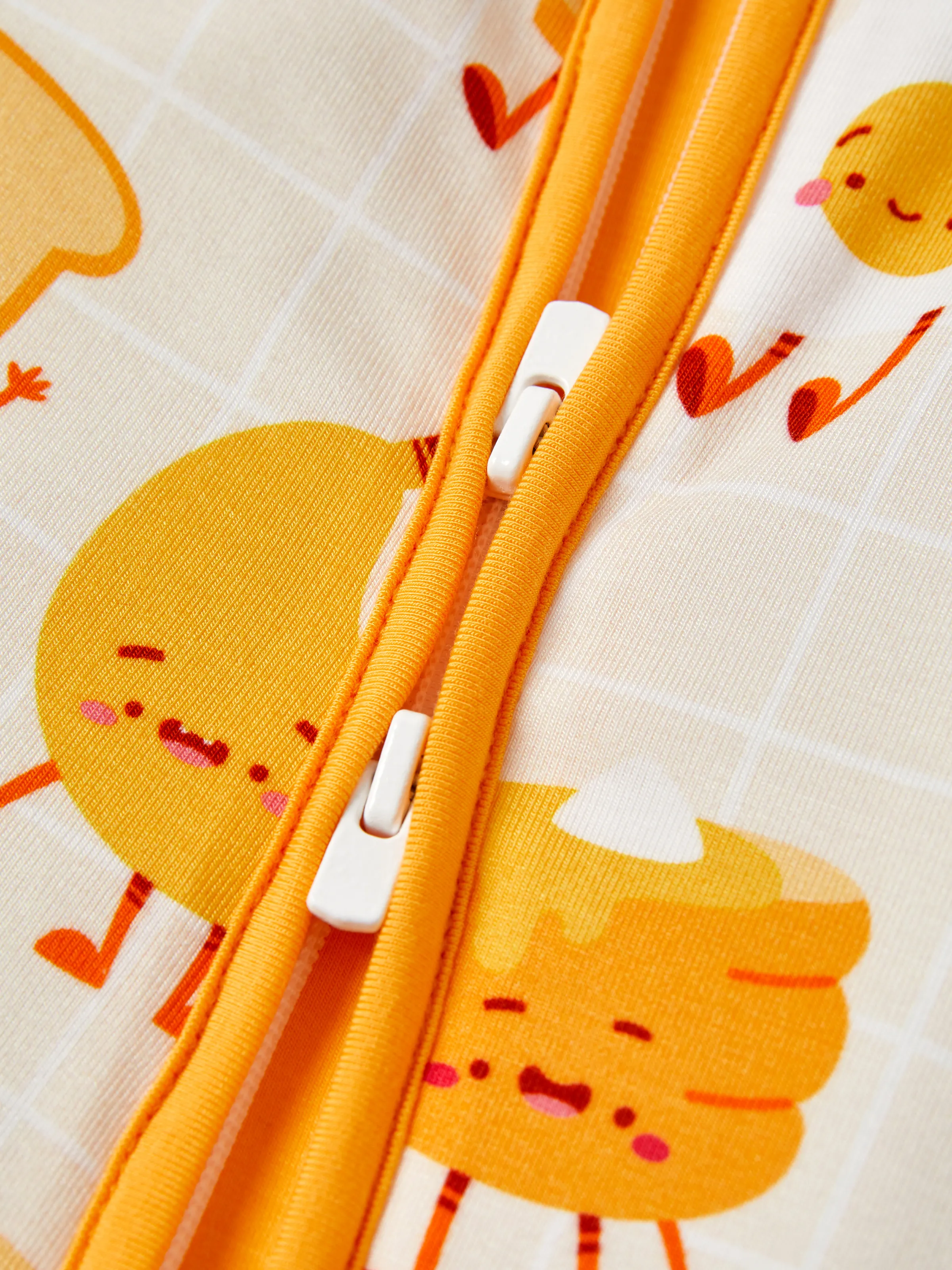 Bamboo Baby Boy/Girl Cartoon Printed 2-Way Zip Onesies Anti Slip Long-sleeve Footie Pale Yellow - Image 9