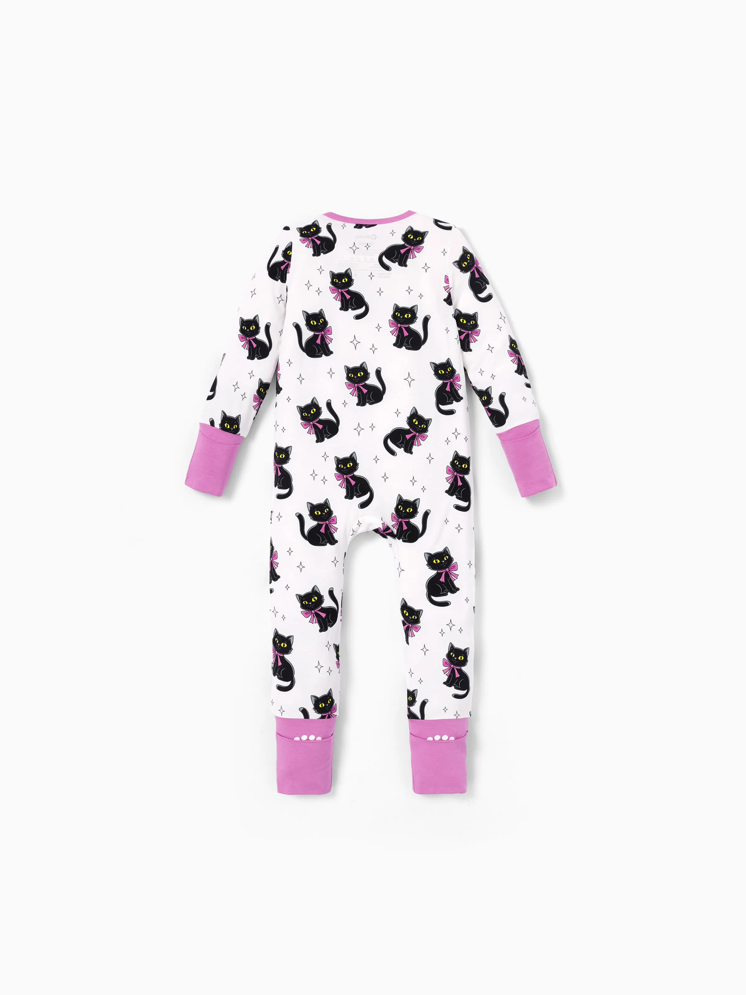 Bamboo Baby Boy/Girl Cartoon Printed 2-Way Zip Onesies Anti Slip Long-sleeve Footie Pink purple - Image 4