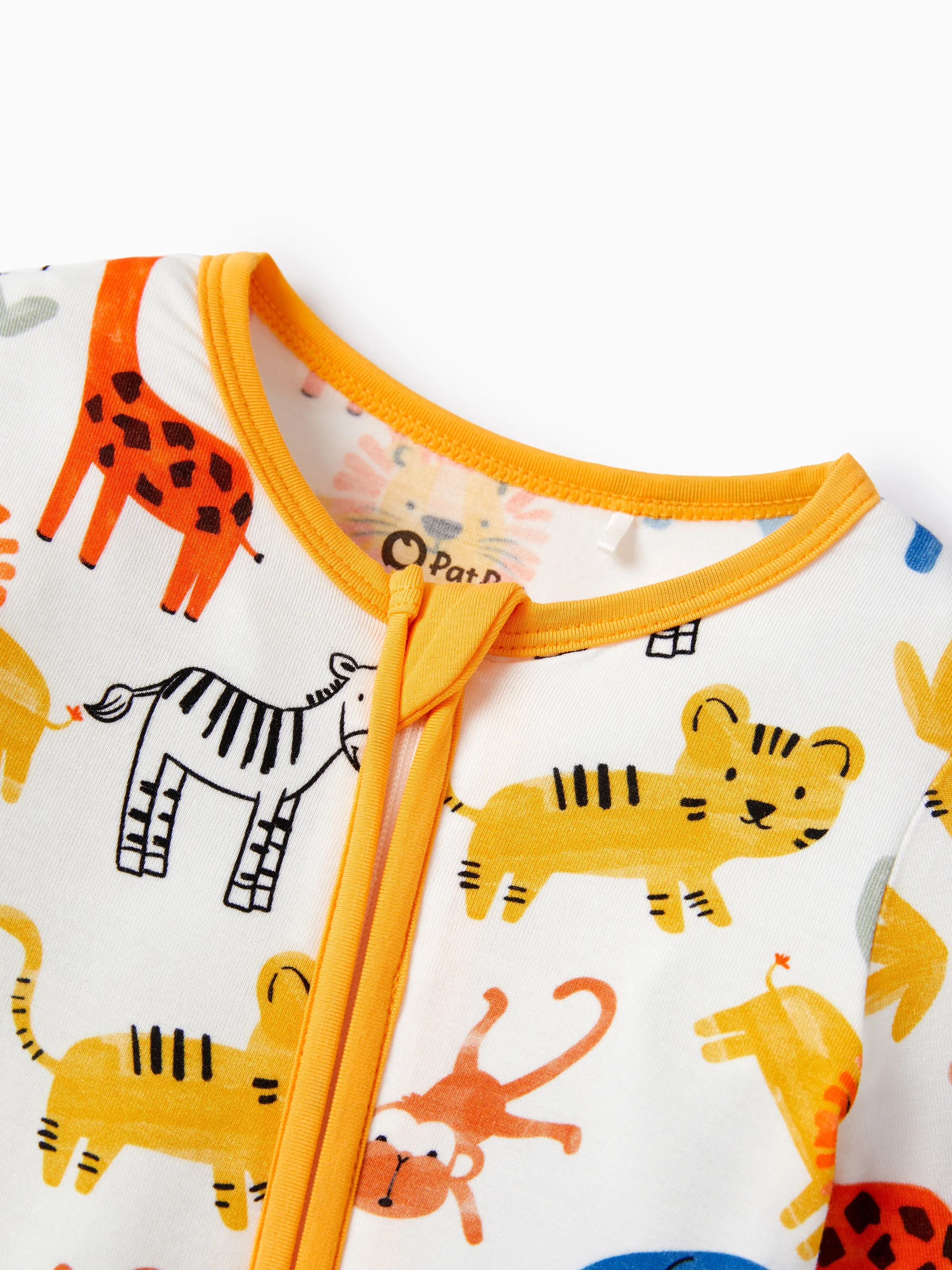 Bamboo Baby Boy/Girl Cartoon Printed 2-Way Zip Onesies Anti Slip Long-sleeve Footie Yellow - Image 7