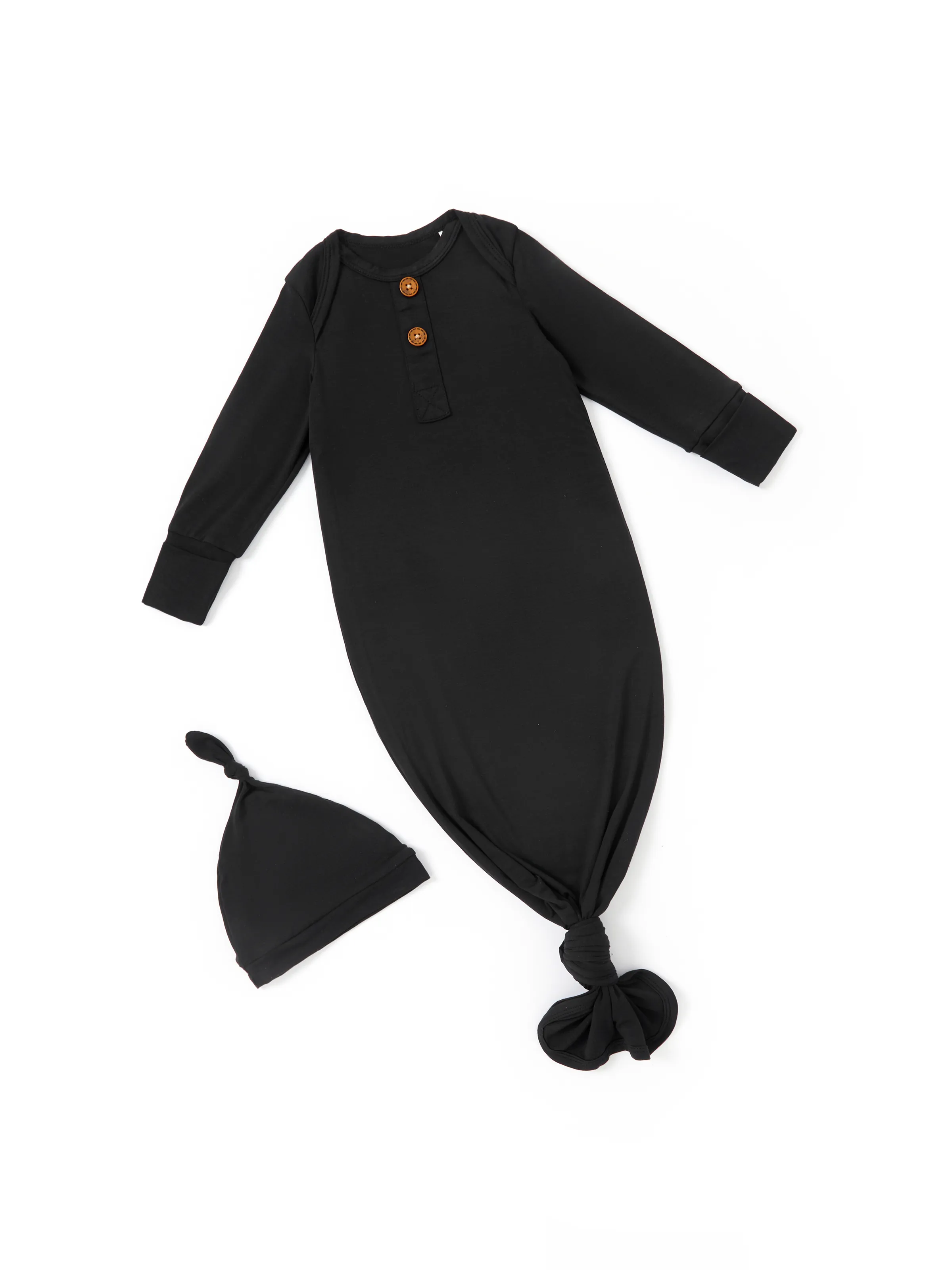 Bamboo Baby Boy/Girl Sleeping Bag Infant Gown with Hat Black - Image 3