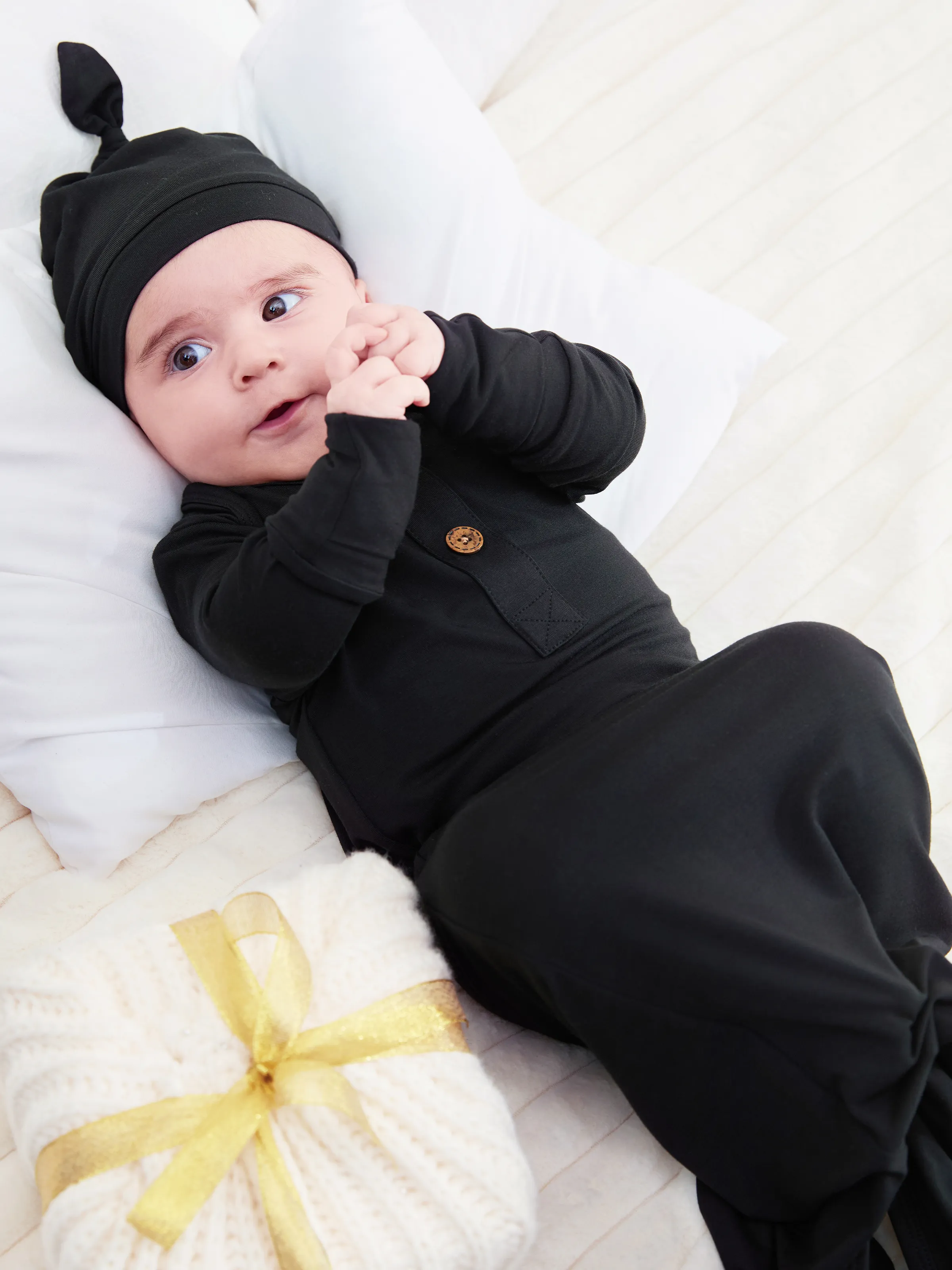 Bamboo Baby Boy/Girl Sleeping Bag Infant Gown with Hat Black - Image 5