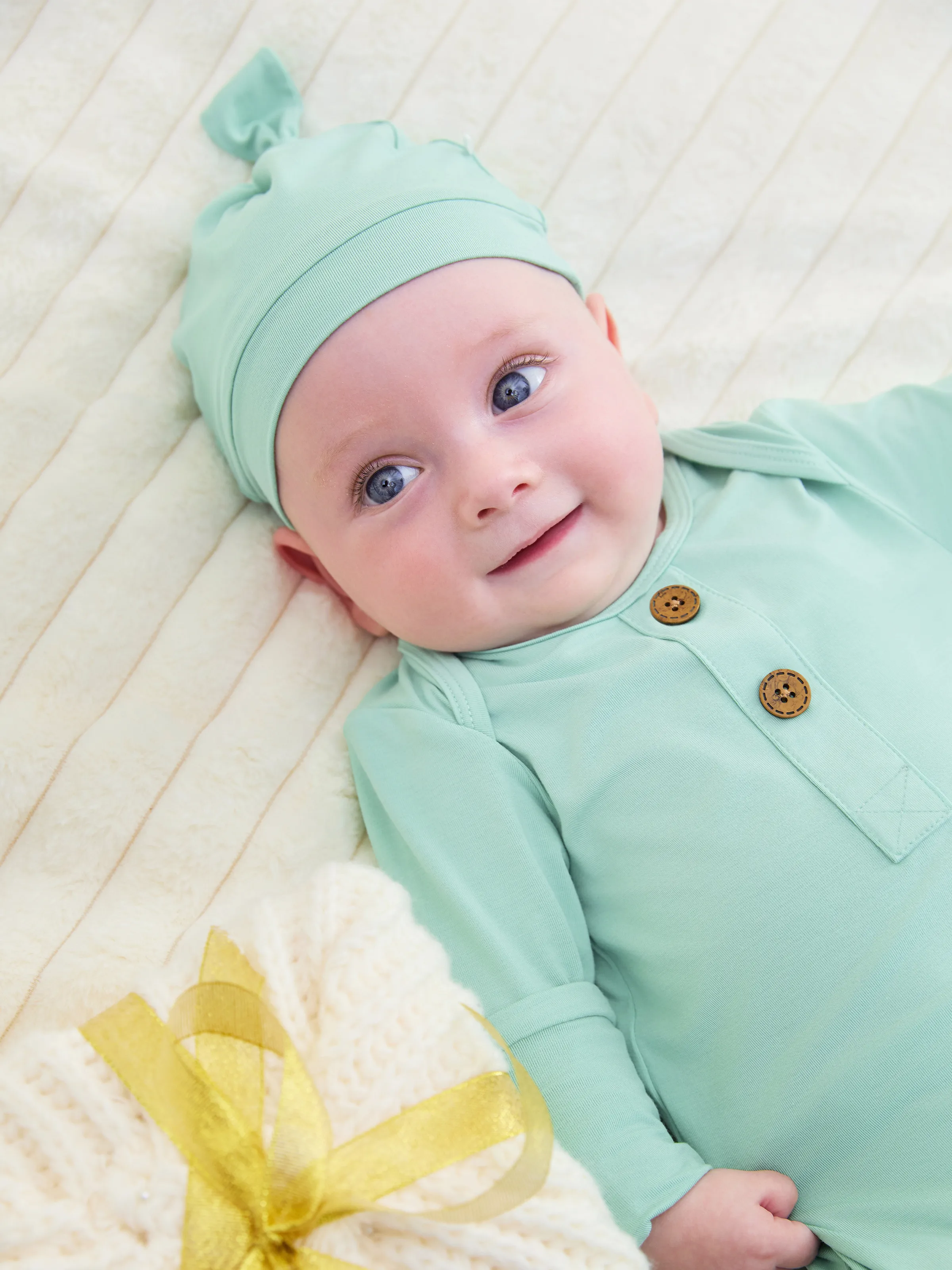 Bamboo Baby Boy/Girl Sleeping Bag Infant Gown with Hat Light Green - Image 6
